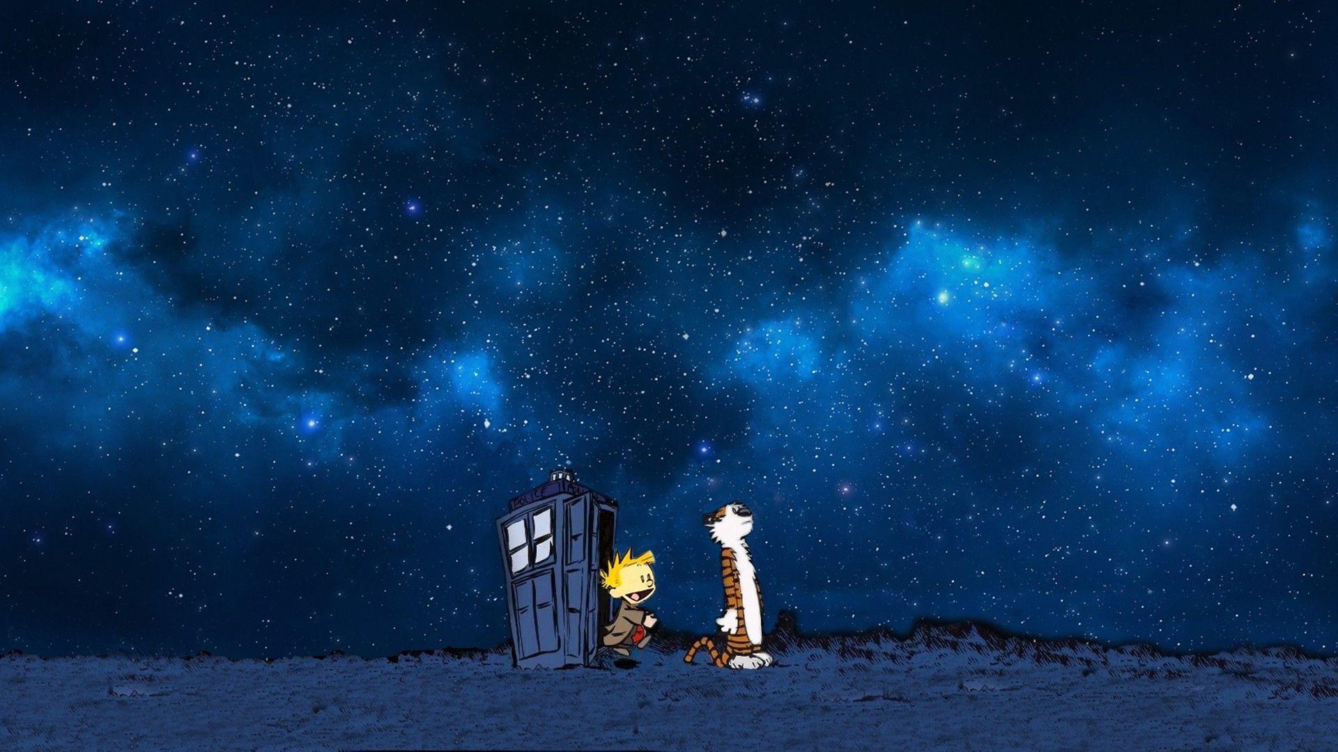 if you need a wallpaper of Calvin and Hobbes using the TARDIS, I've