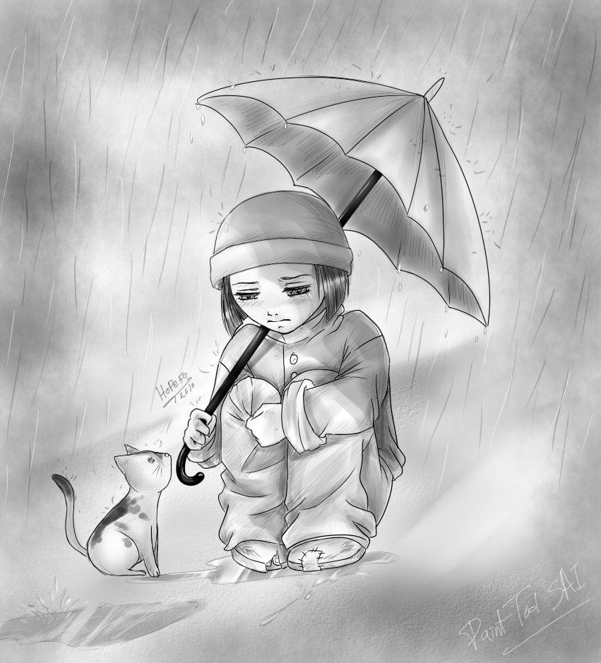 Collection of Sad Boy In Rain Drawing. High quality, free