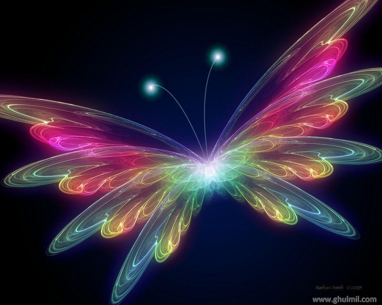 HD wallpaper digital art 3d butterflies butterfly flower colorful  shine  Wallpaper Flare