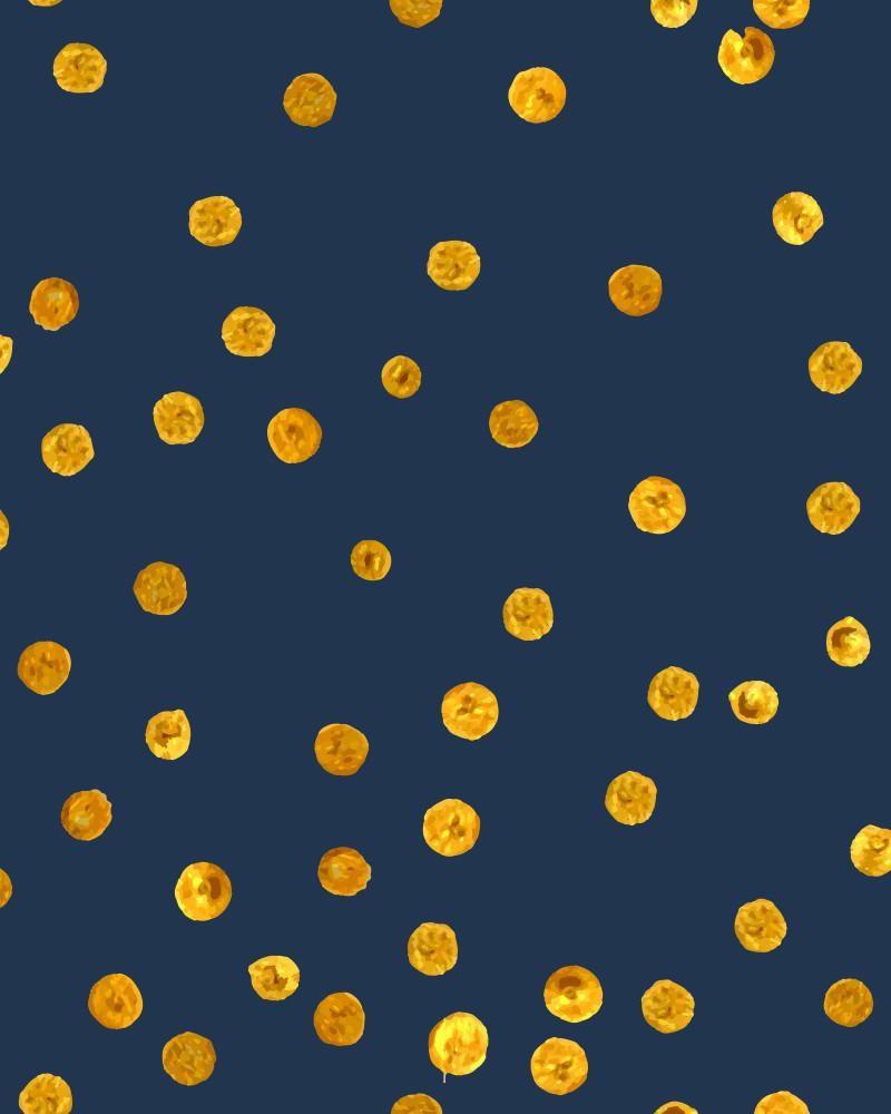 Navy Gold Dots Wallpaper