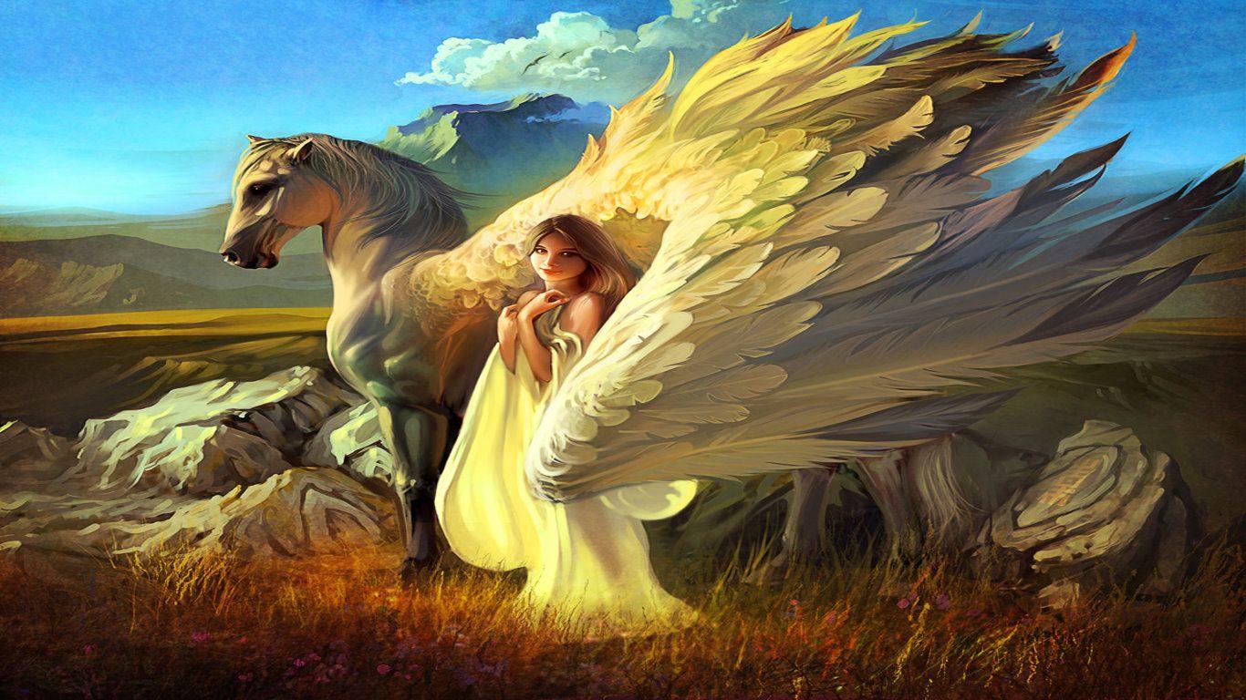Fantasy Ocean Clouds Wings Red Horses Pegasus Wallpaper Hd 3840x2400   Wallpapers13com