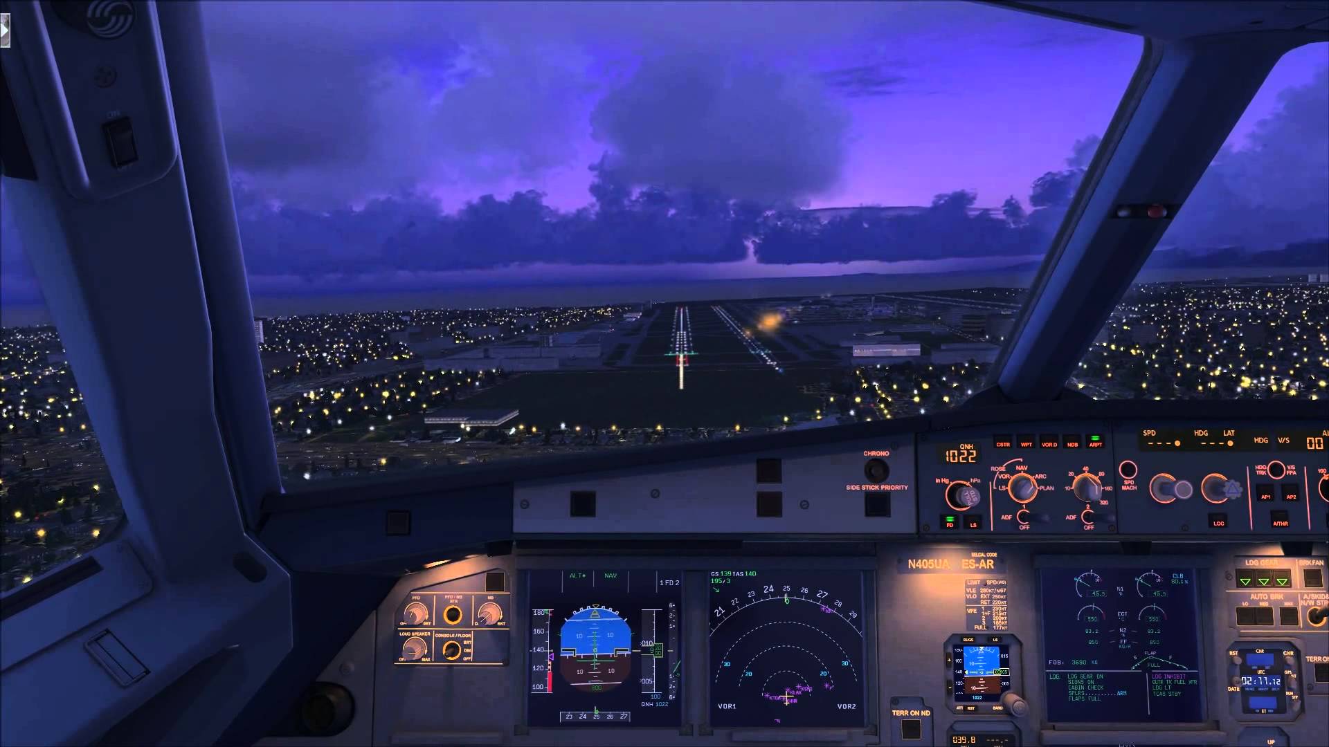 Cockpit Approach Los Angeles Airbus A320