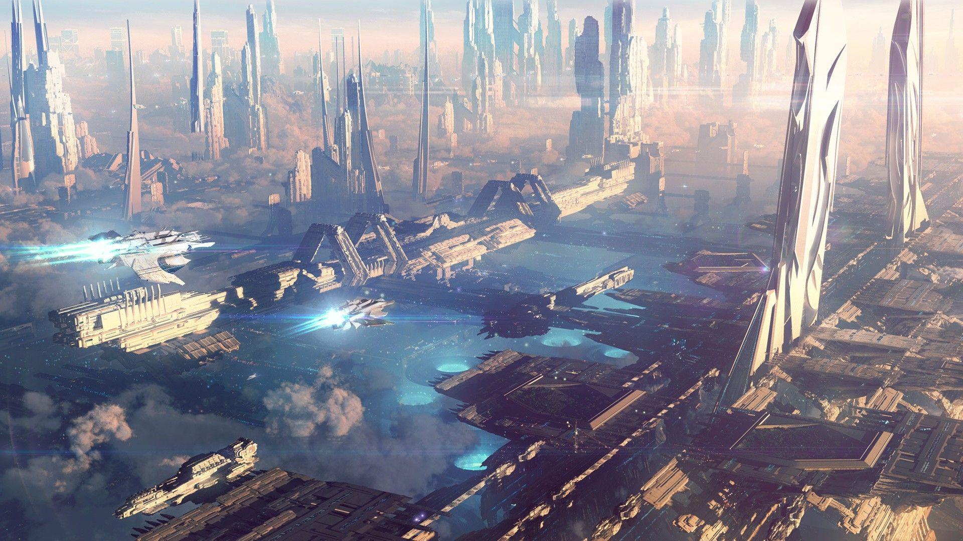 Futuristic City Fantasy Wallpaper Hd Wallpaper K Artwork Background