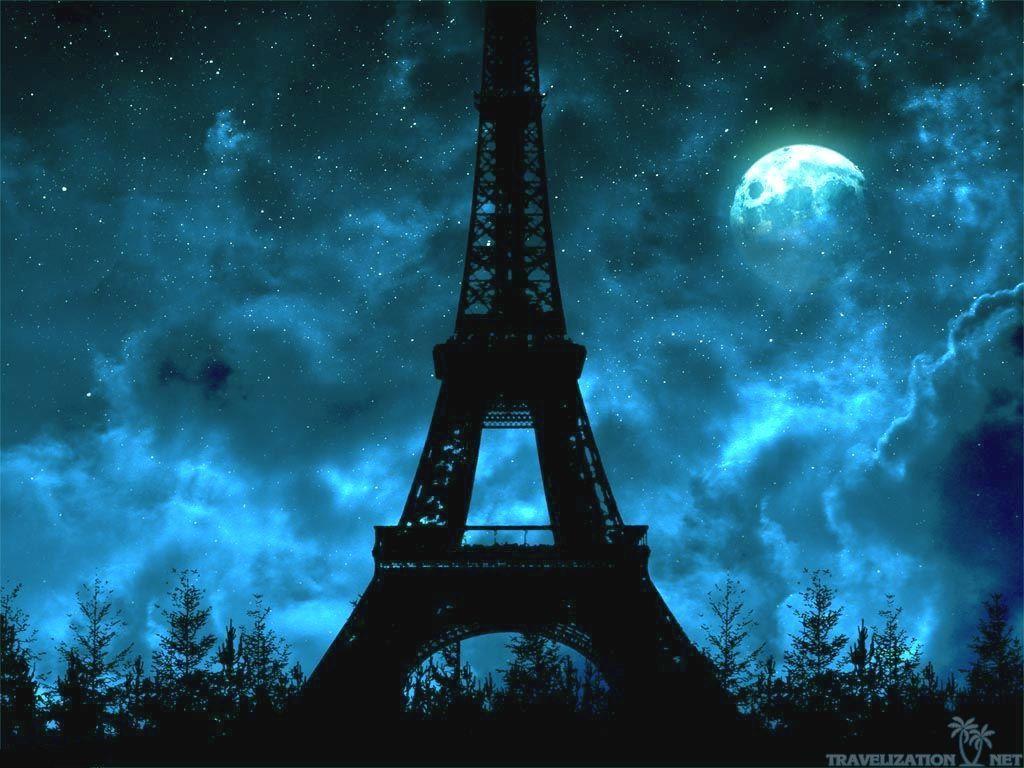Eiffel Tower At Night Blue. CityMocha.com Wallpaper. Places <3