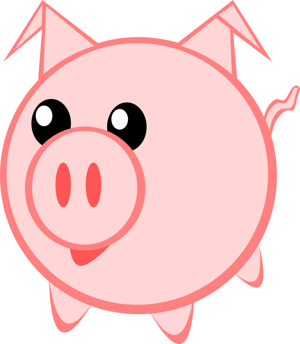 Public Domain Clip Art Image. Illustration of a cartoon pig