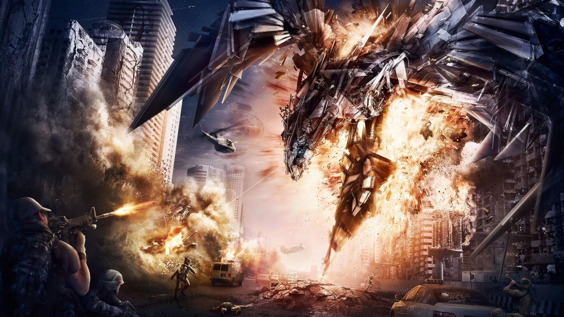 Transformers 4 Age Of Extinction Fan Art Decepticon Battle Free Wallpaper HD