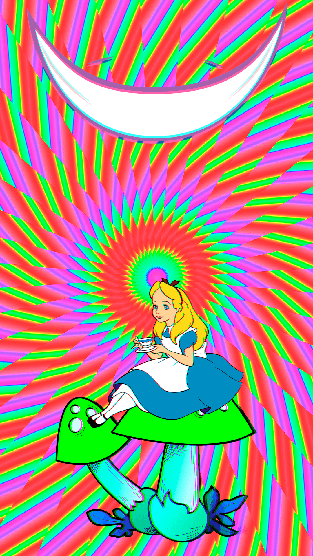 Alice Psychedelic 1080x1920 Wallpaper Background Smile Mushroom LSD