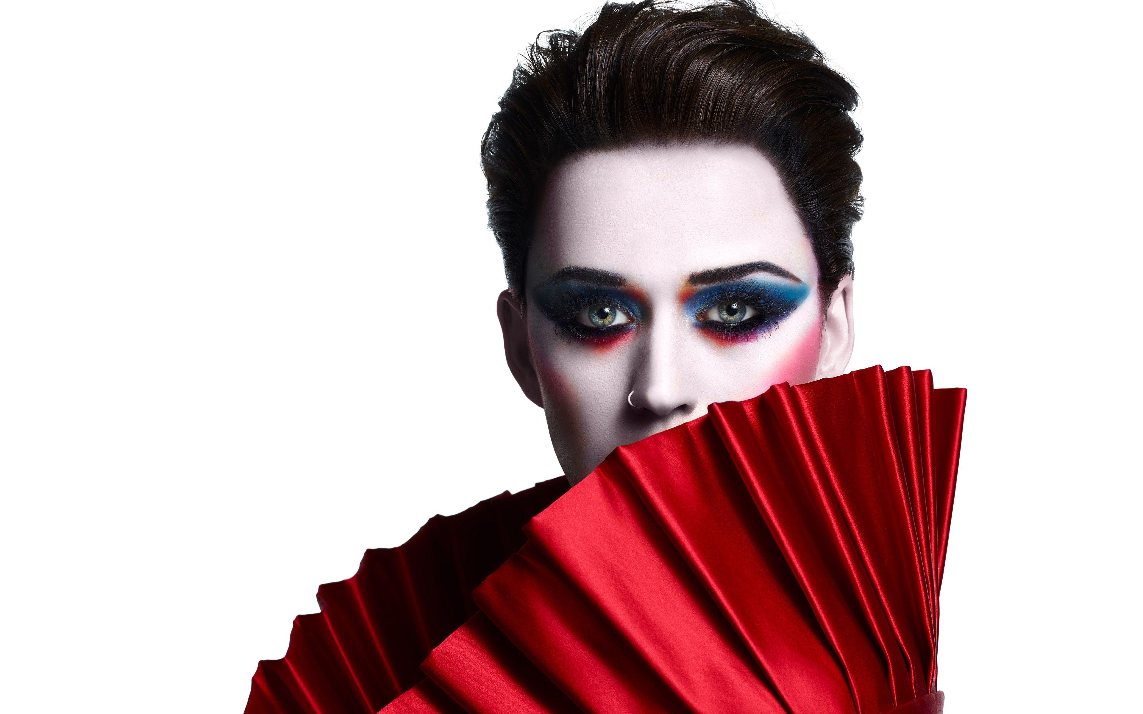 Katy Perry Red and White Makeup Wallpaper Wallpaper