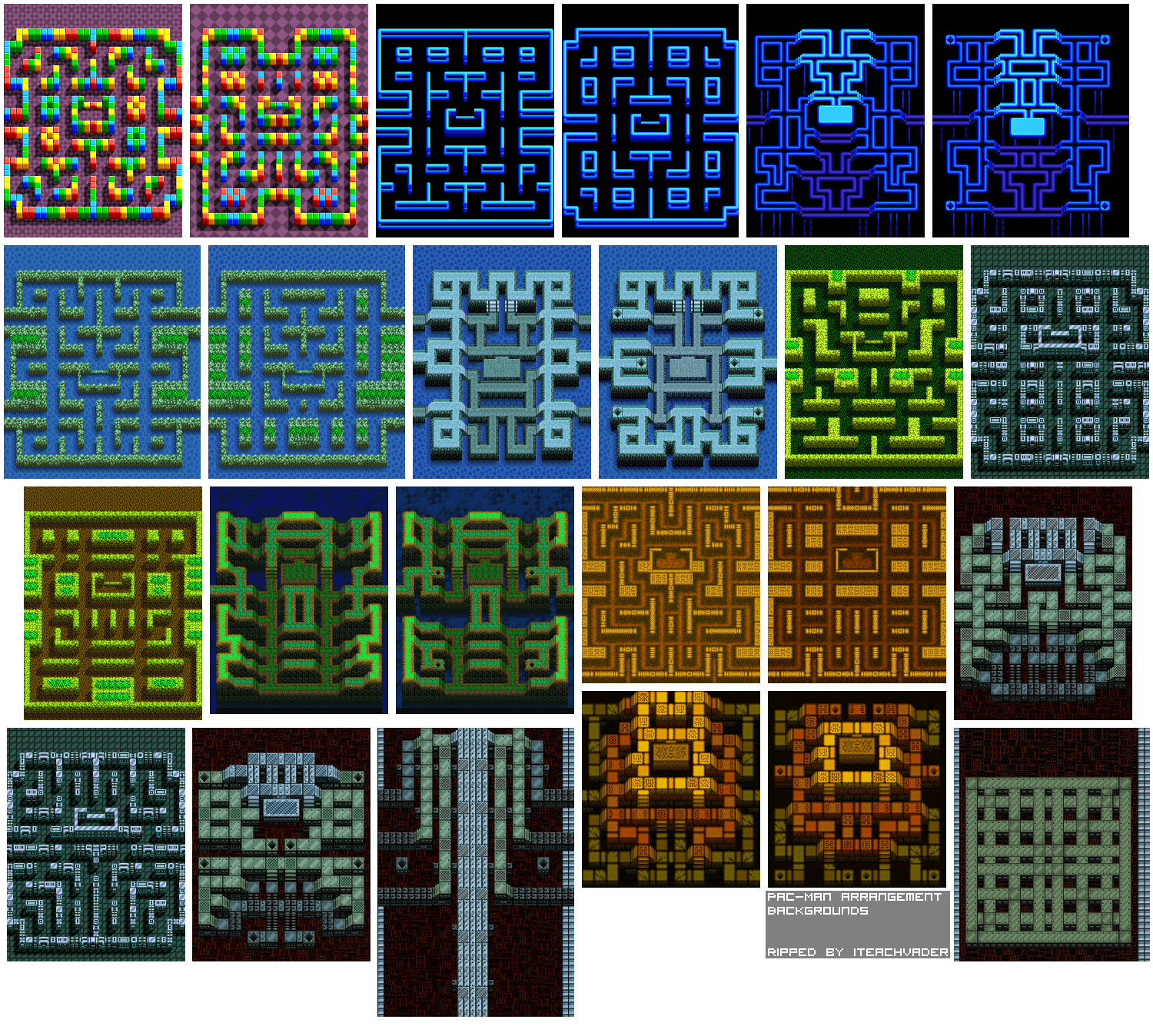 Pac Man Arrangement Background. NES Sprite Sheets