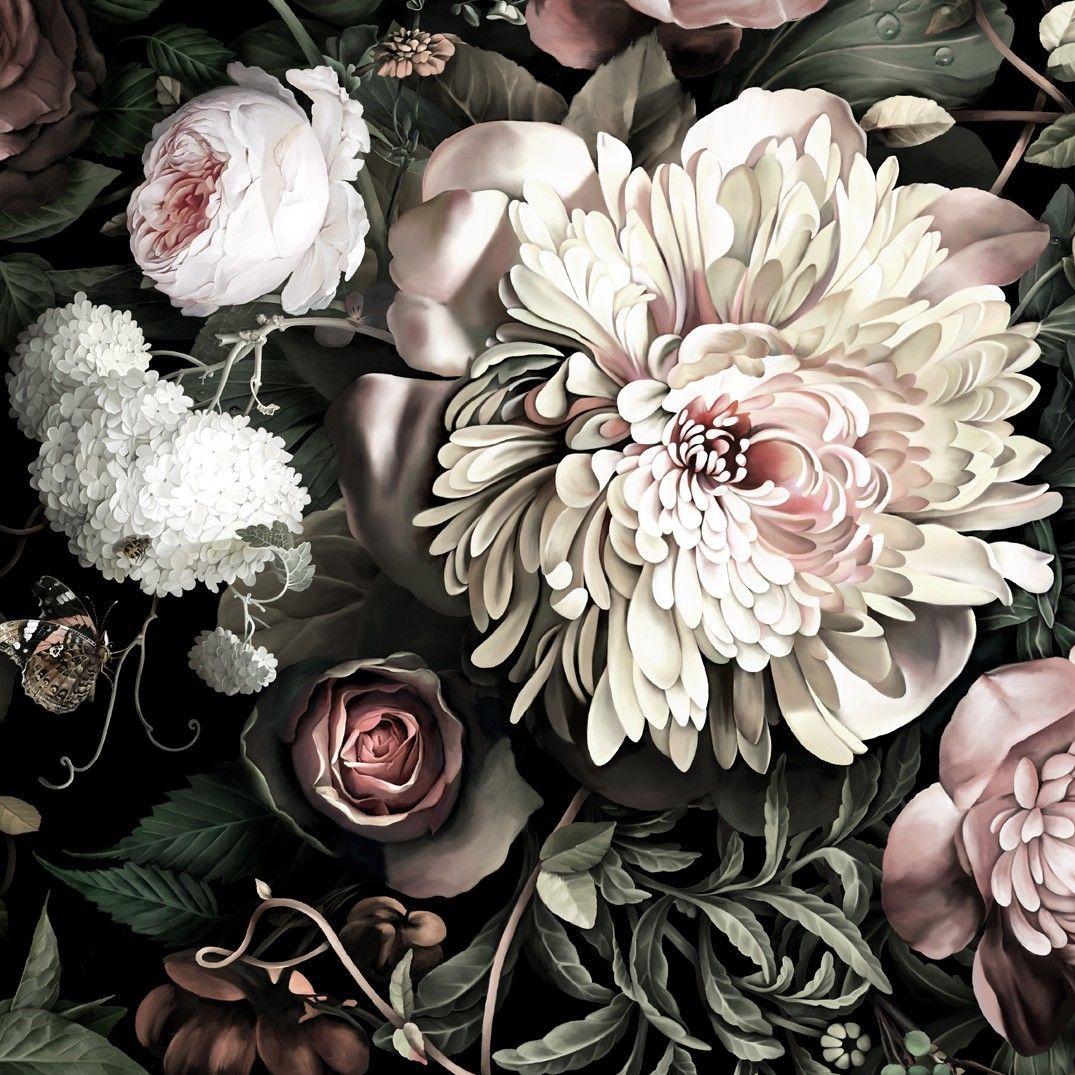 Black Floral Vintage Wallpapers Wallpaper Cave