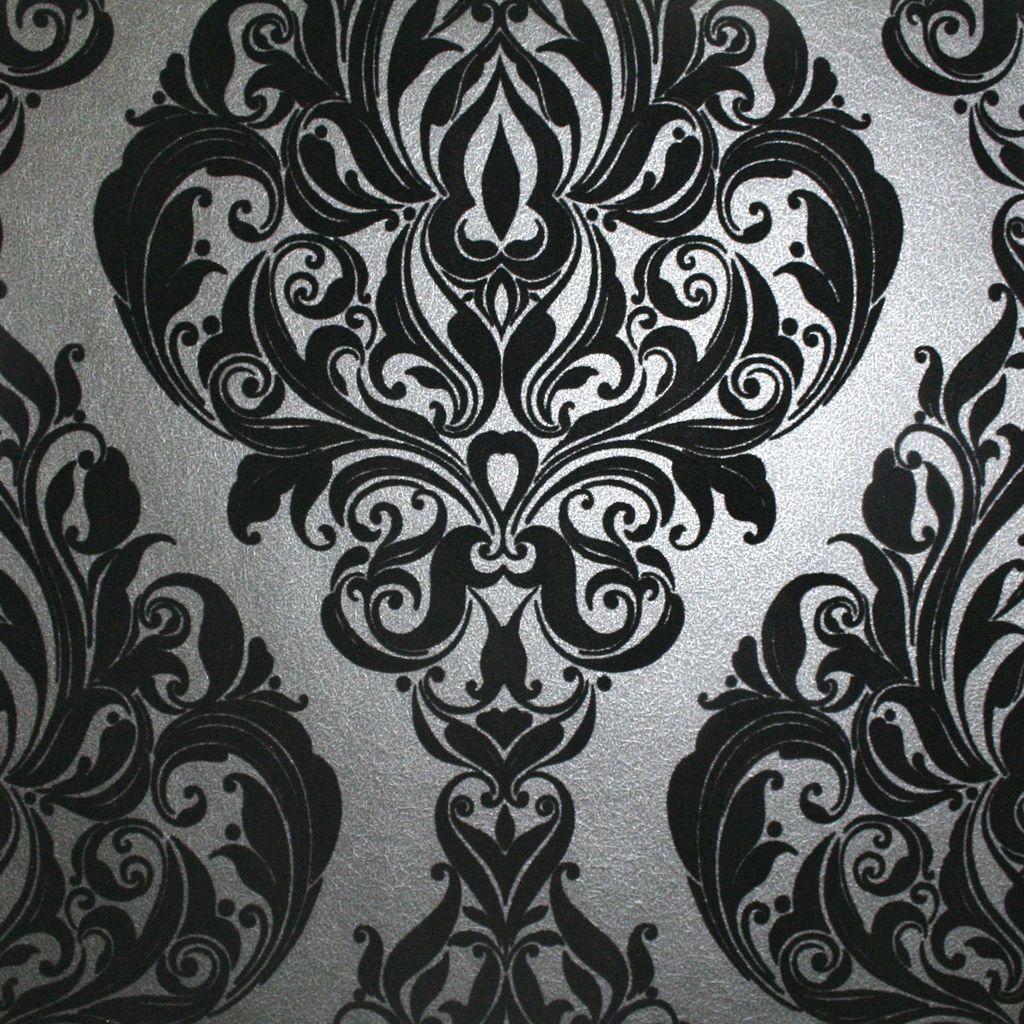 Vintage Noir Flock Wallpaper. Damask Wallpaper. Graham & Brown
