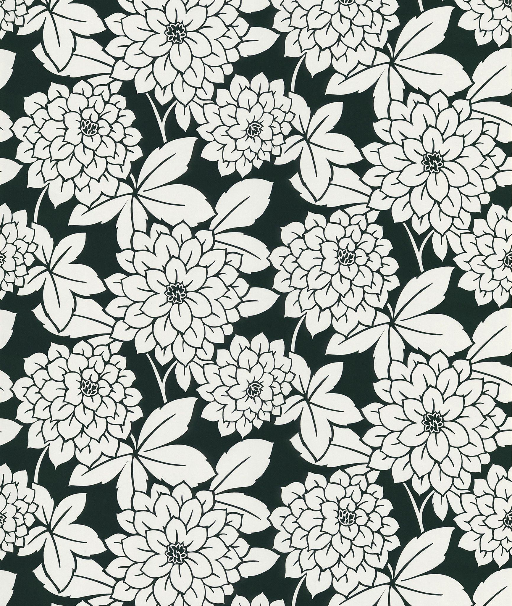 Souci Fun Floral Wallpaper in Black and White