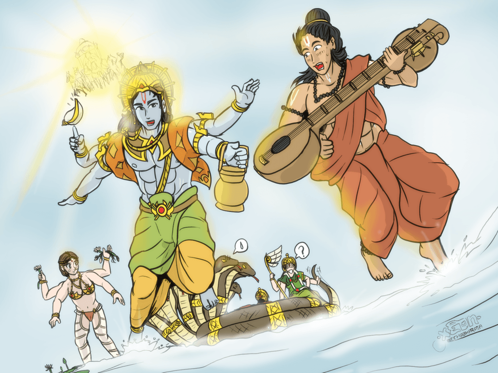 Vishnu and Narada Mumi runner