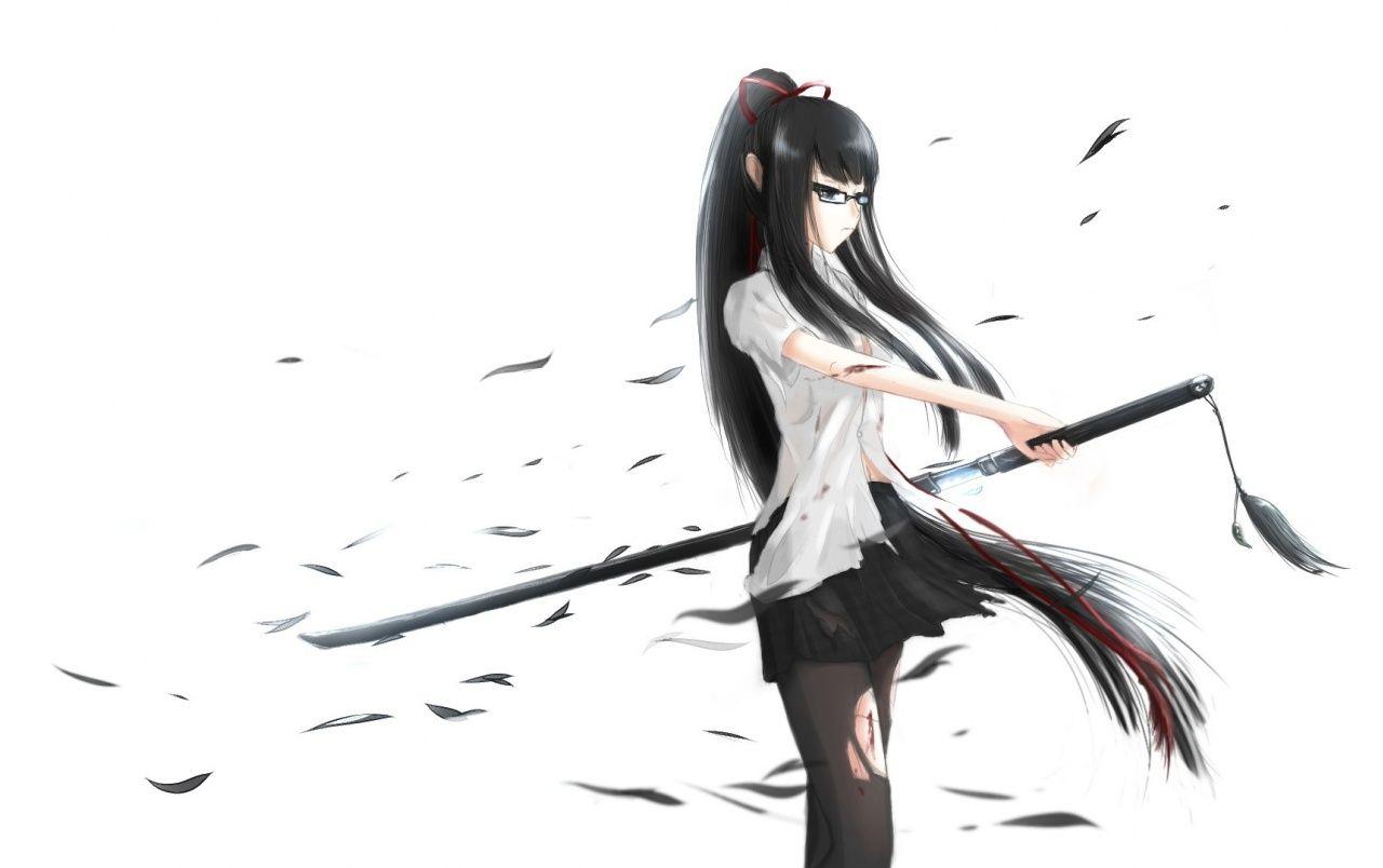 Anime Girl with Katana Sword wallpaper