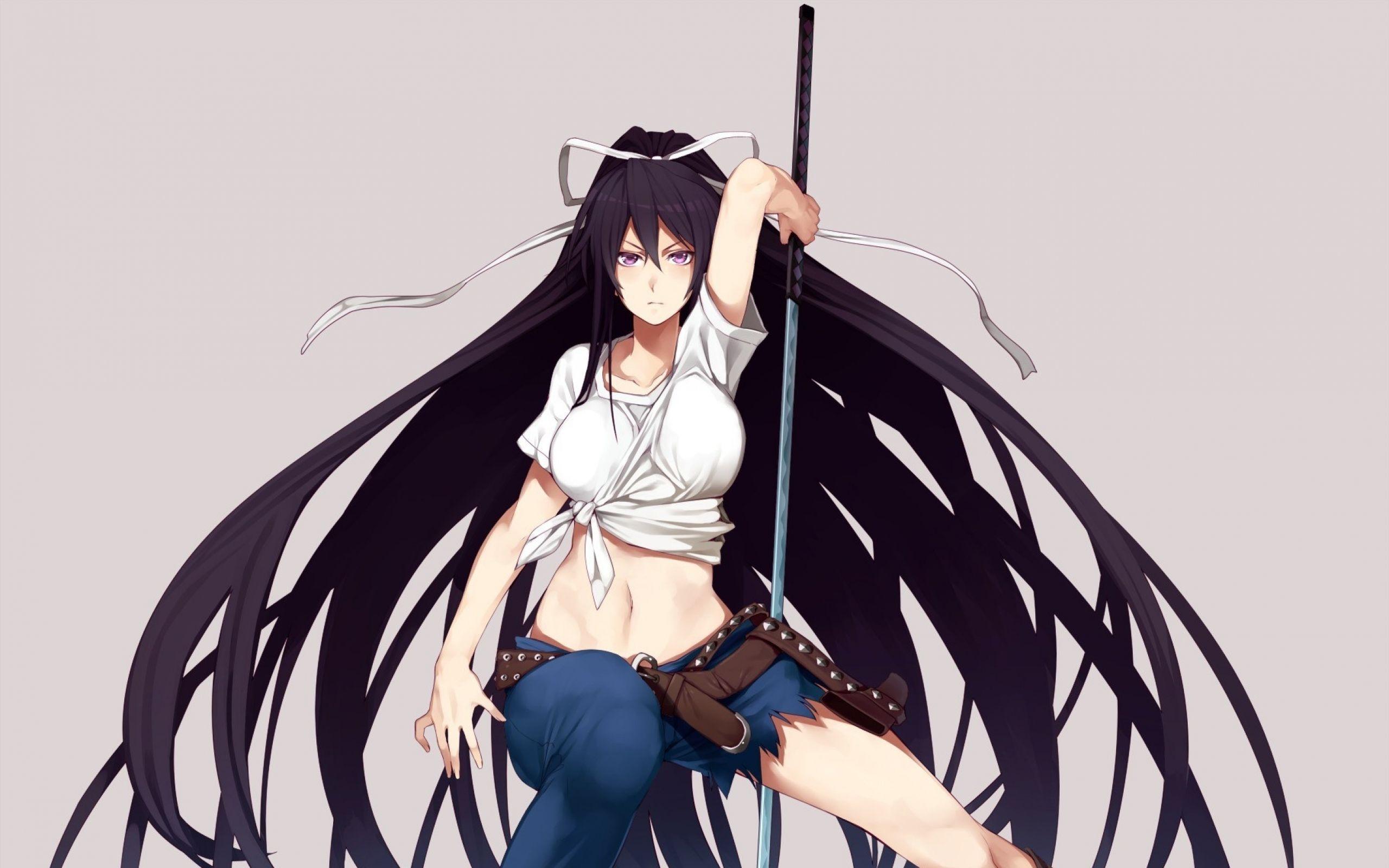 Anime Girl With Katana Wallpaperx1600