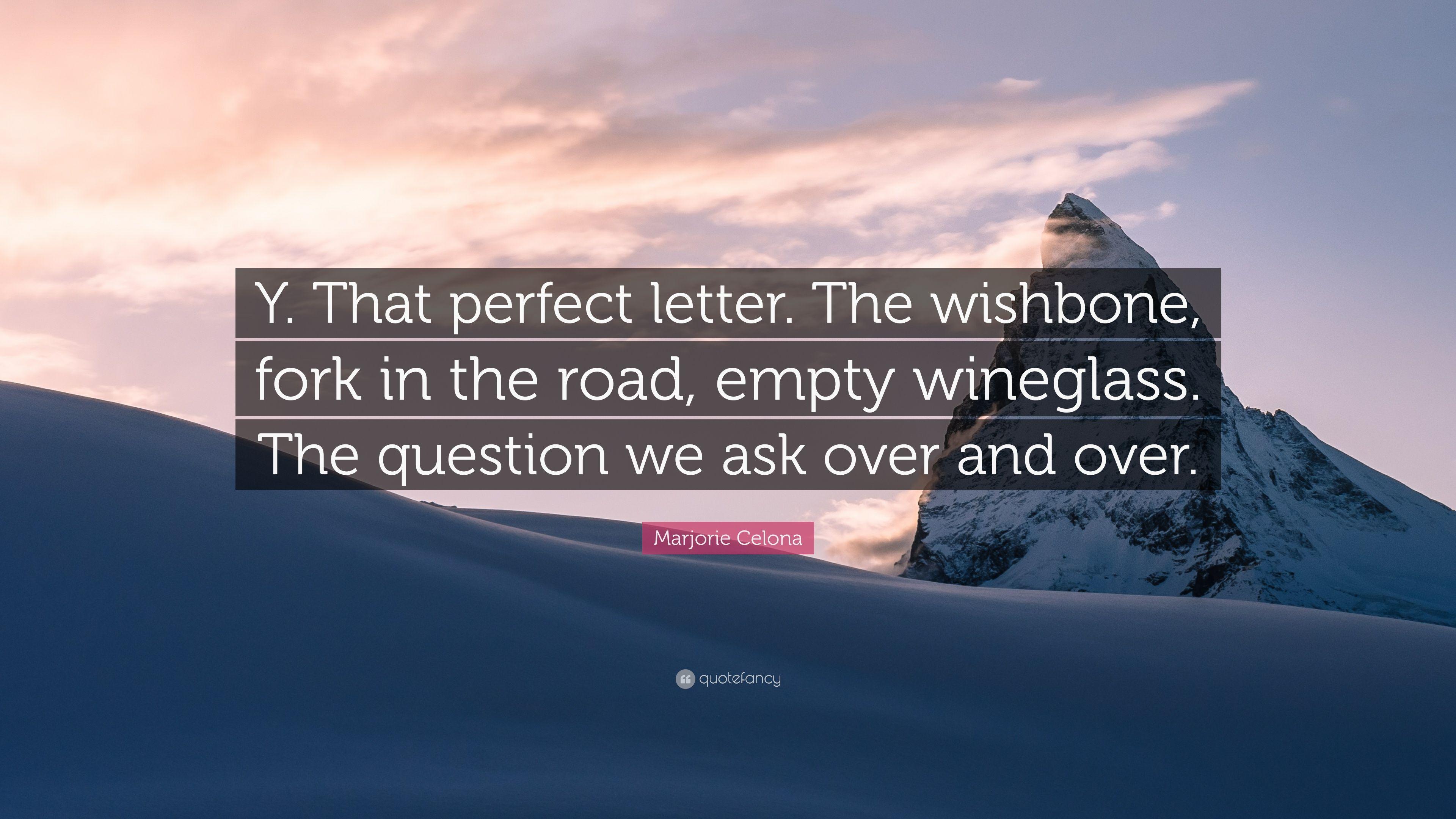 Marjorie Celona Quote: “Y. That perfect letter. The wishbone, fork