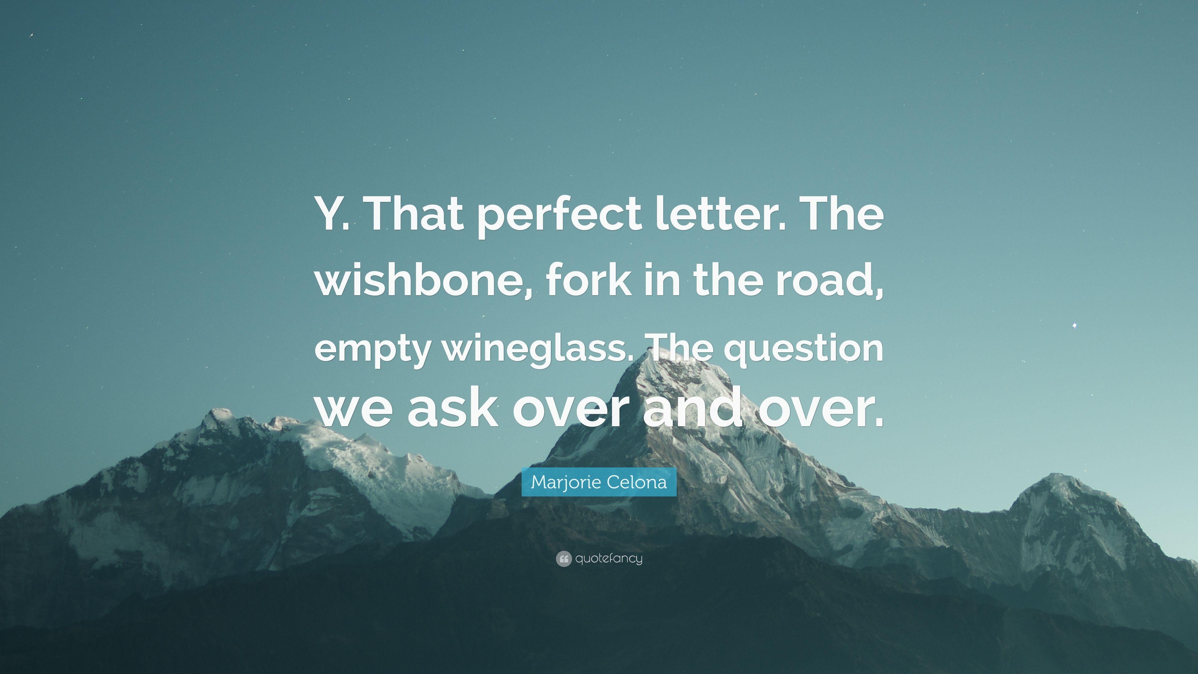 Marjorie Celona Quote: “Y. That perfect letter. The wishbone, fork