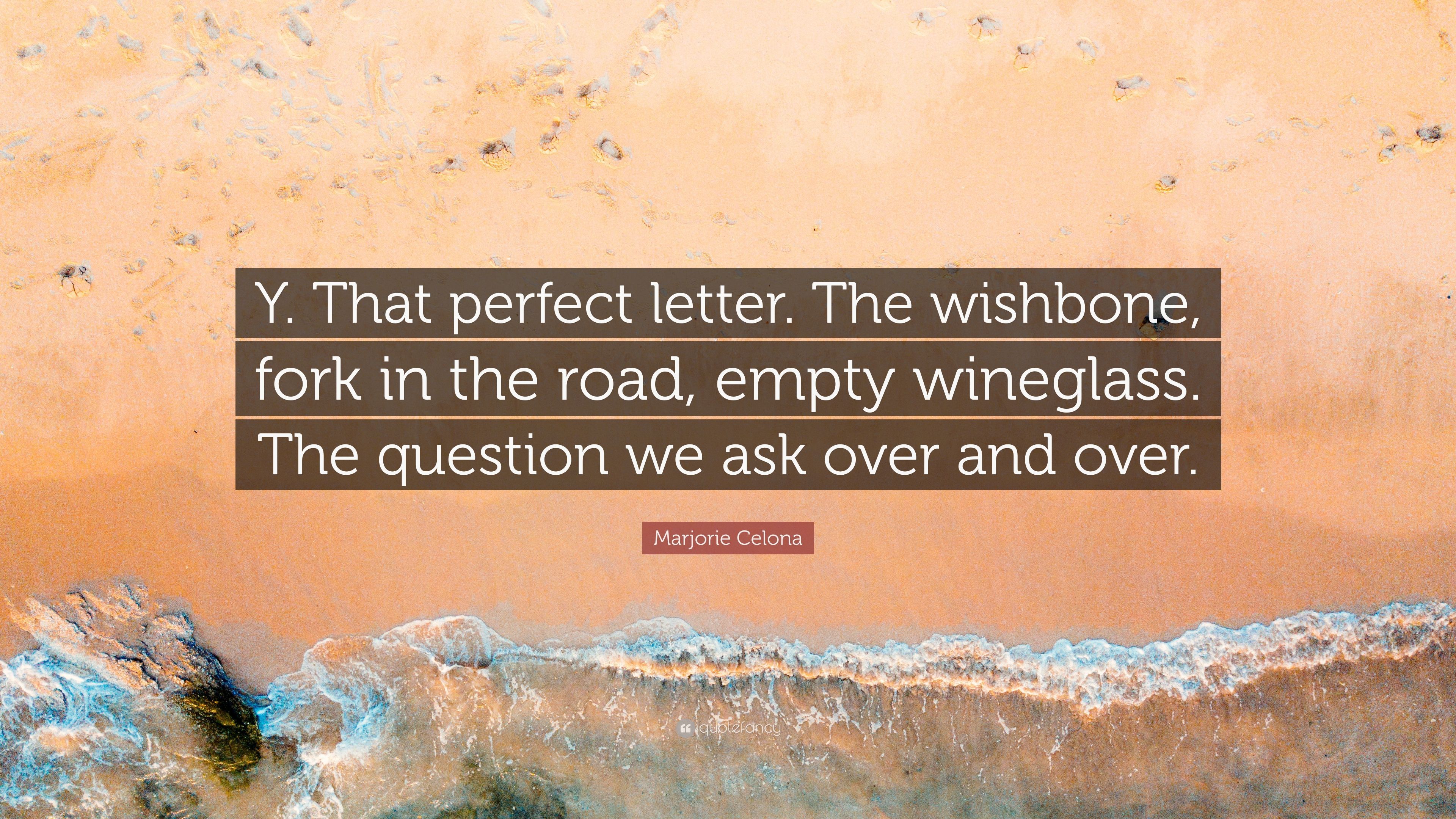 Marjorie Celona Quote: “Y. That perfect letter. The wishbone, fork