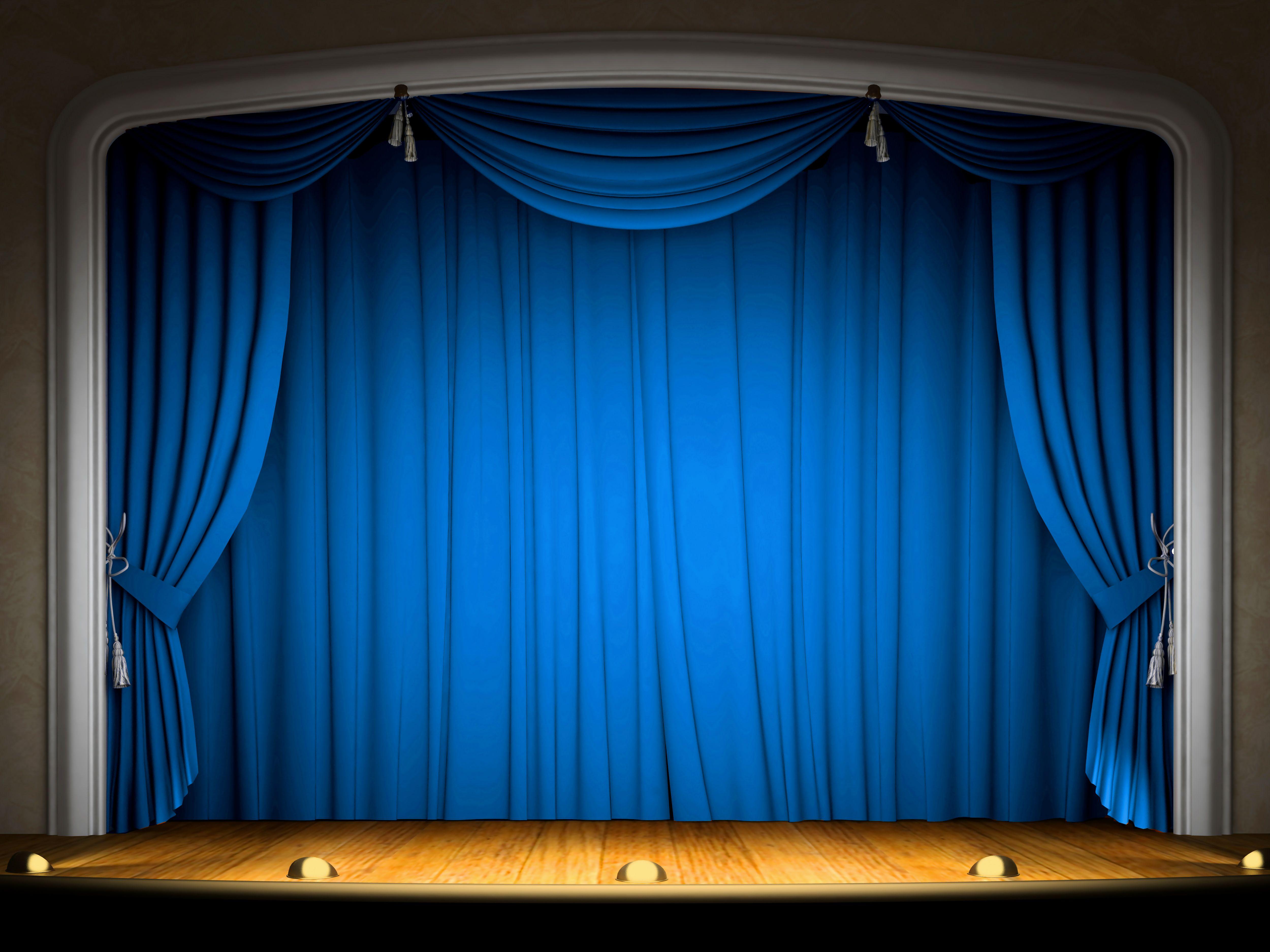Stage with Blue Curtains Background