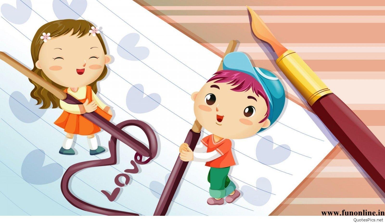 Cute Cartoon Love Couple Wallpaper