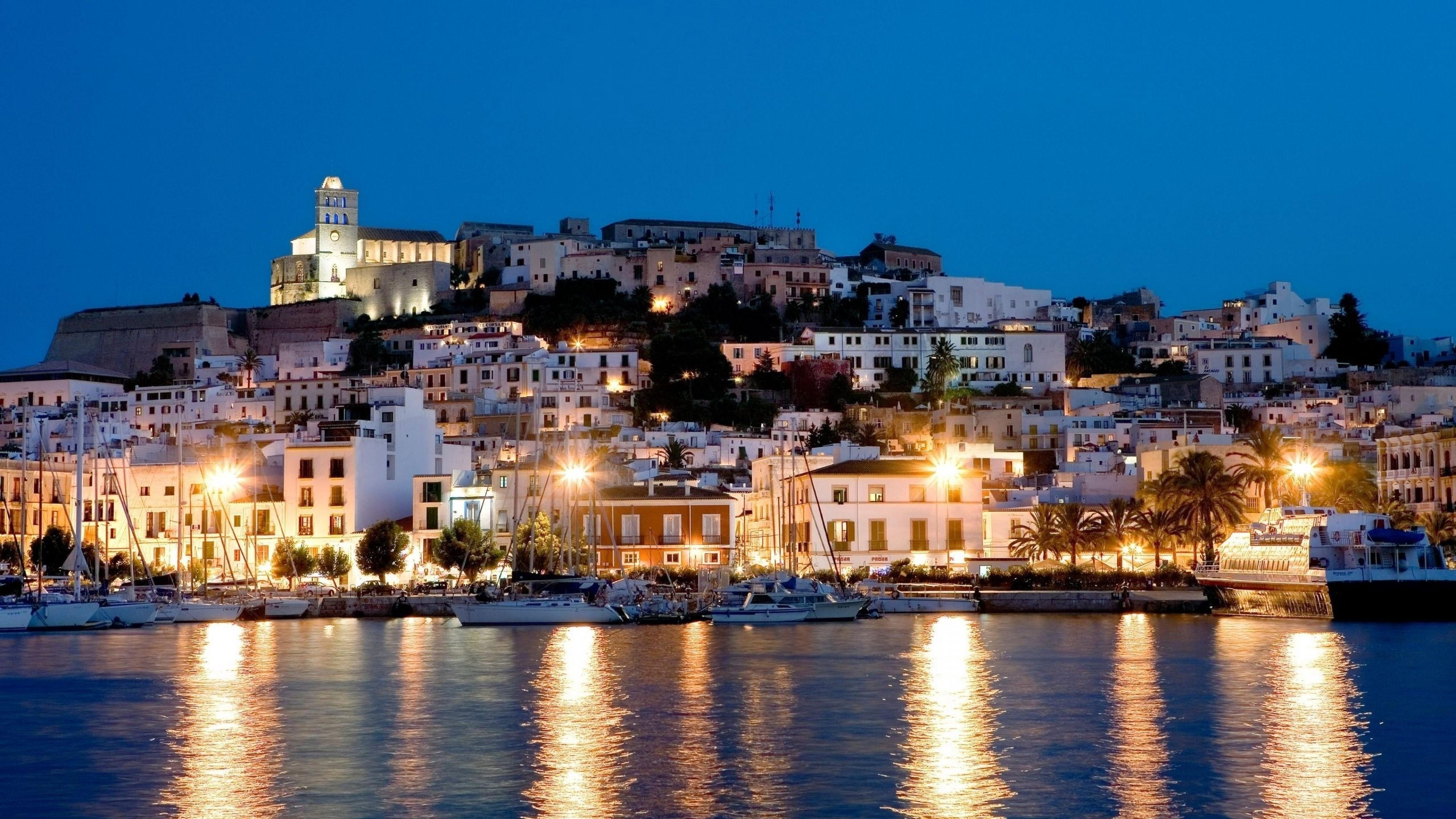 Ibiza Town At Night, Ibiza, Spain Wallpaper. Wallpaper Studio 10