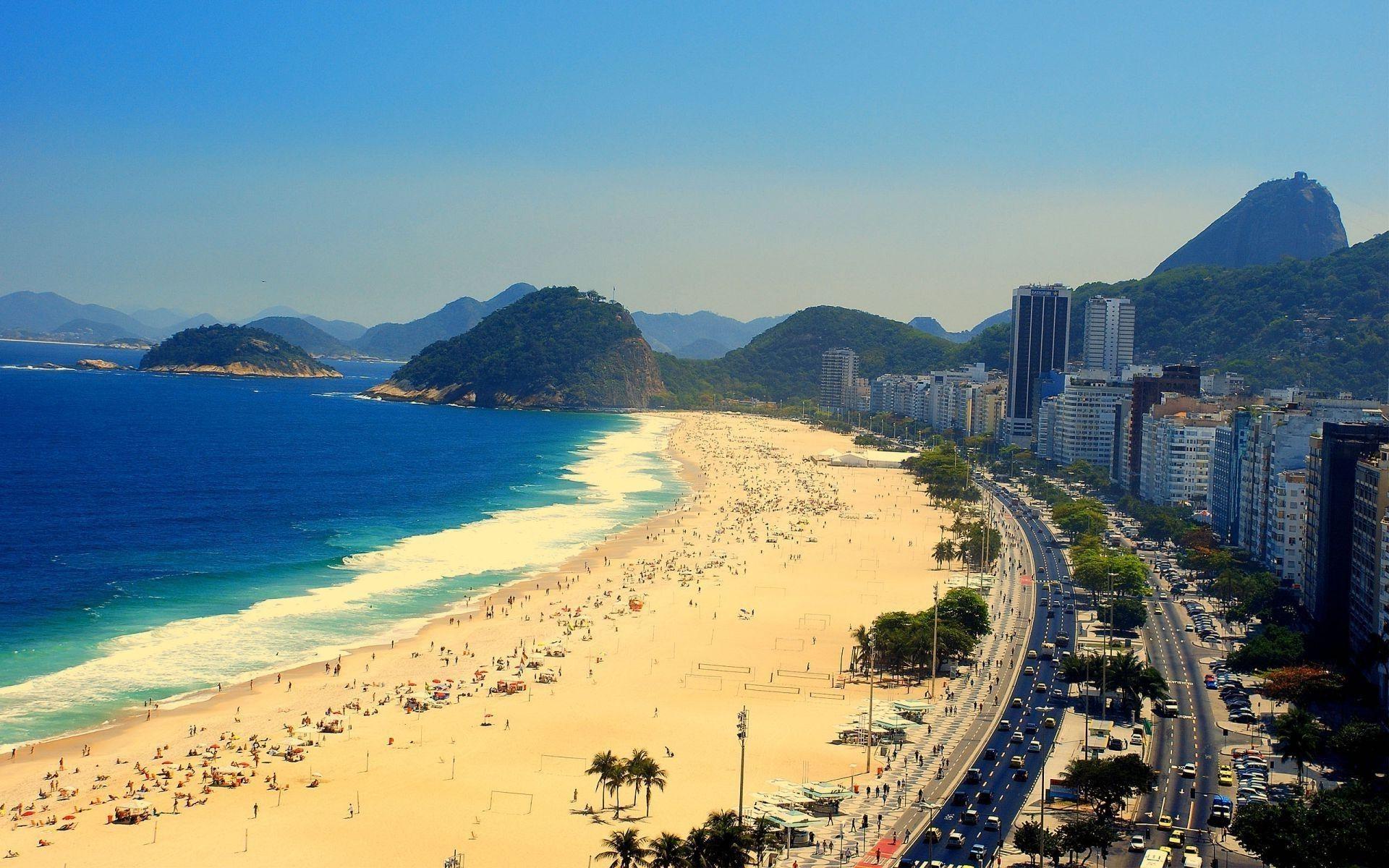 beach, Brazil, Rio de Janeiro, Copacabana Wallpaper HD / Desktop