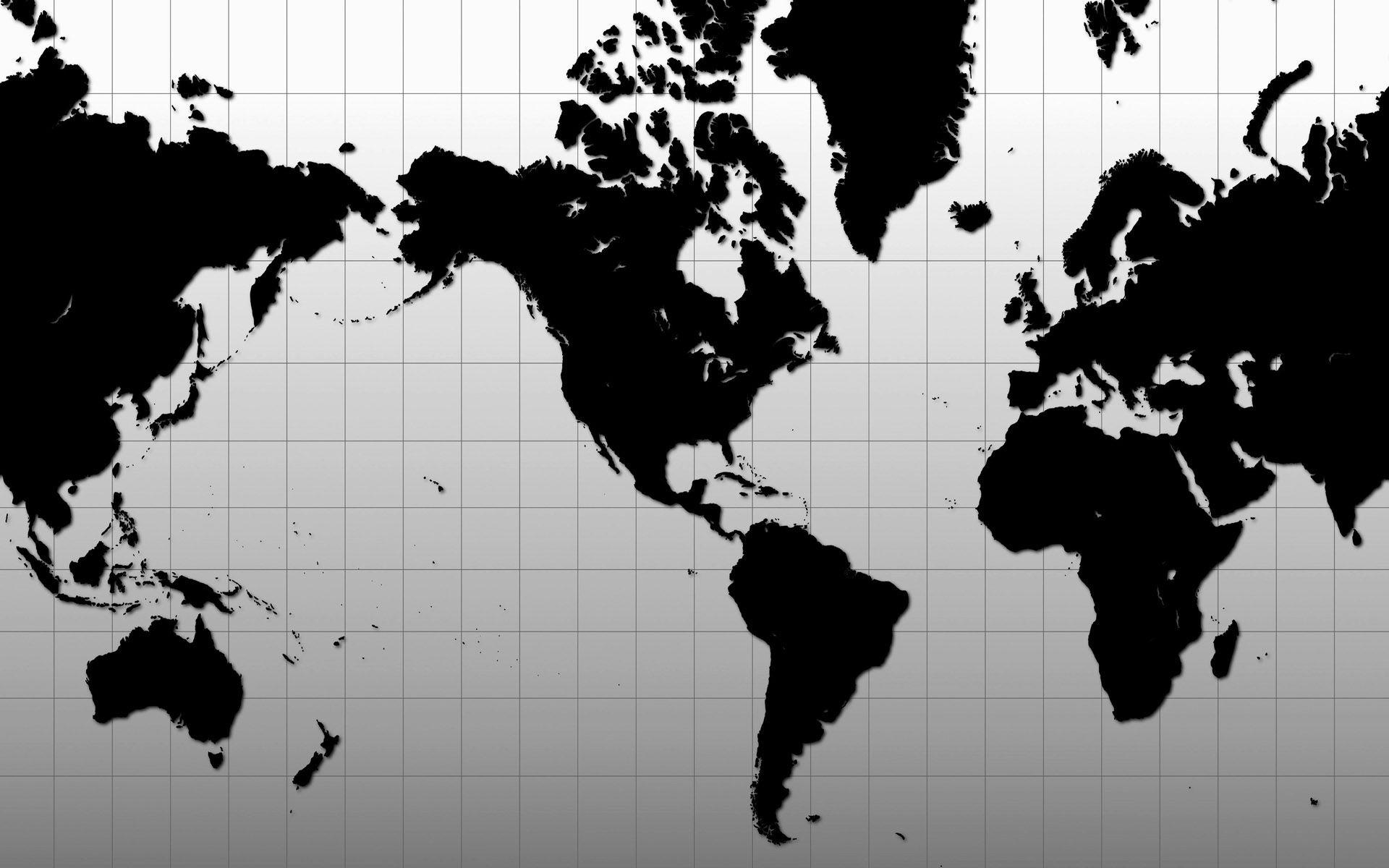 World Map In HD World Map Black and White HD Wallpaper Download