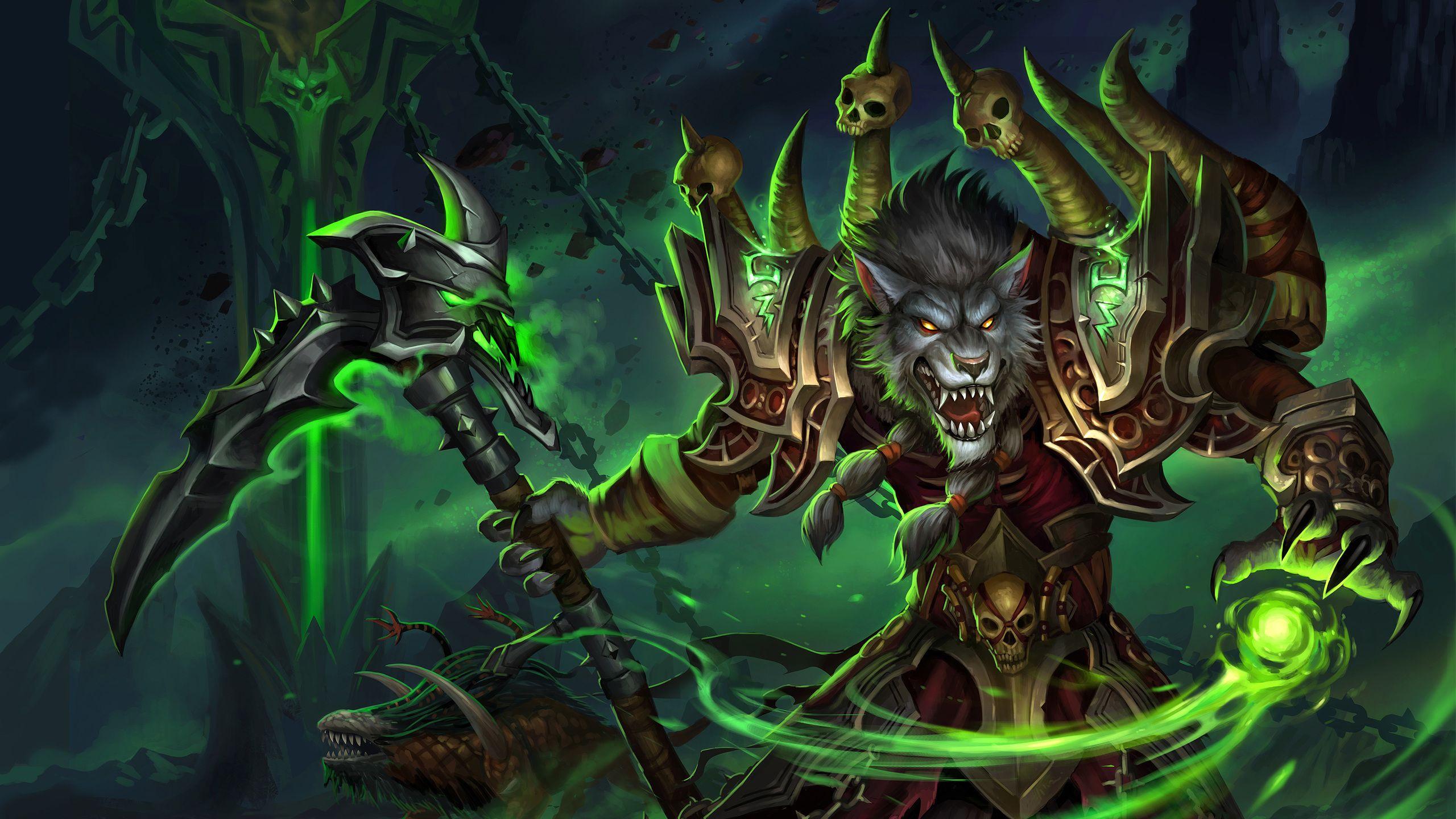 World of Warcraft Worgen Warlock 1440P Resolution HD 4k