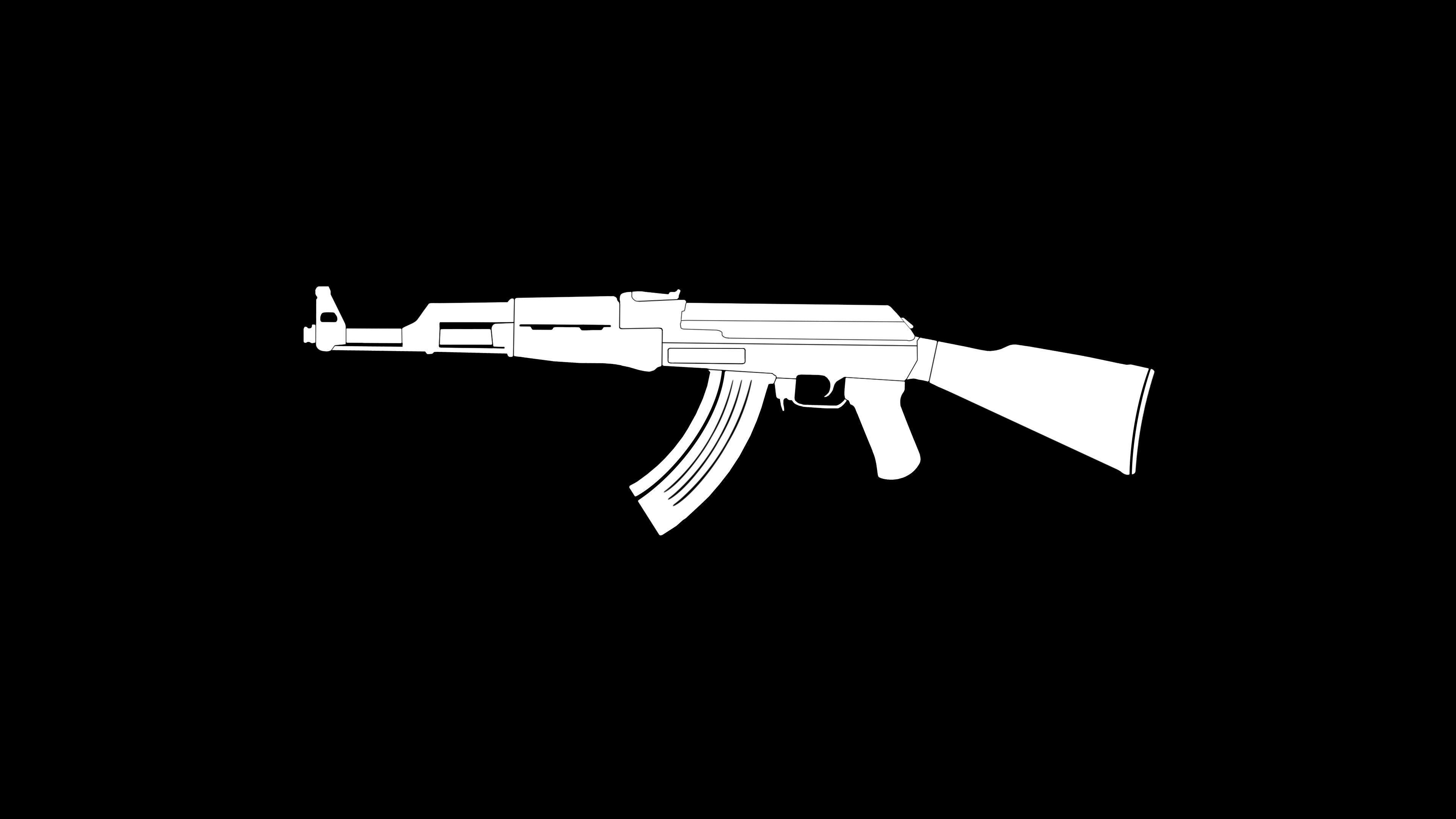 AK47 Gun Weapon Minimalism, HD Artist, 4k Wallpaper, Image