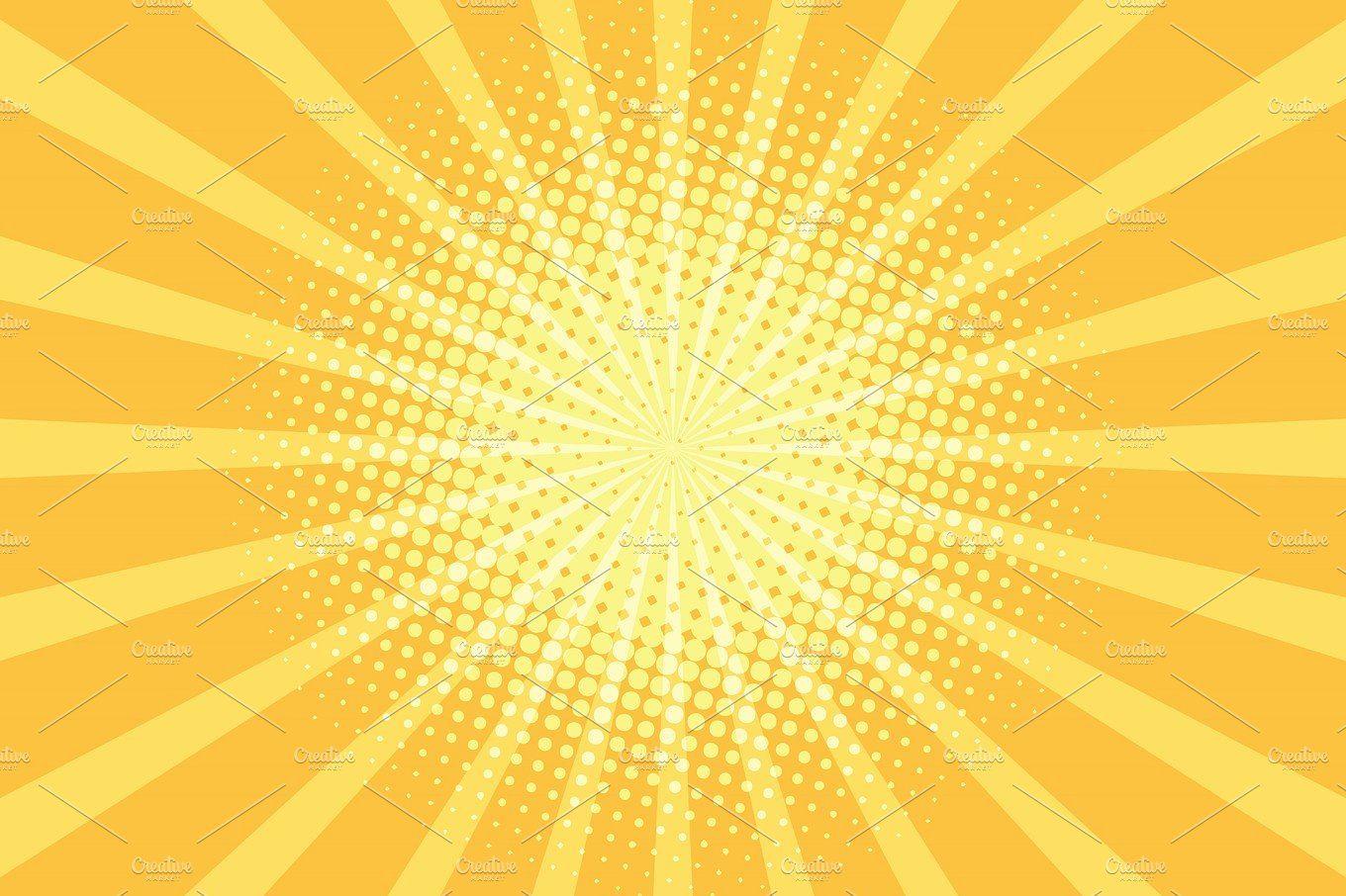 yellow rays pop art background Textures Creative Market