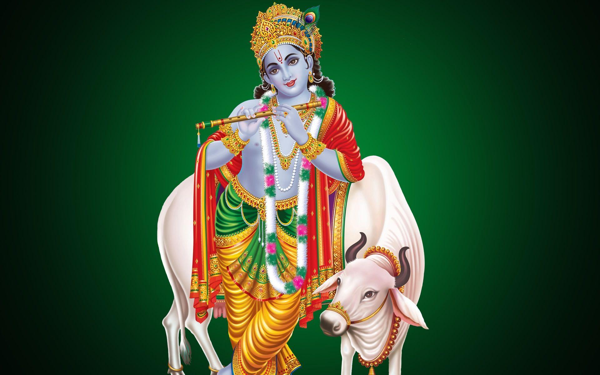 shri krishna wallpaper with cow. Free HD Wallpaper Download