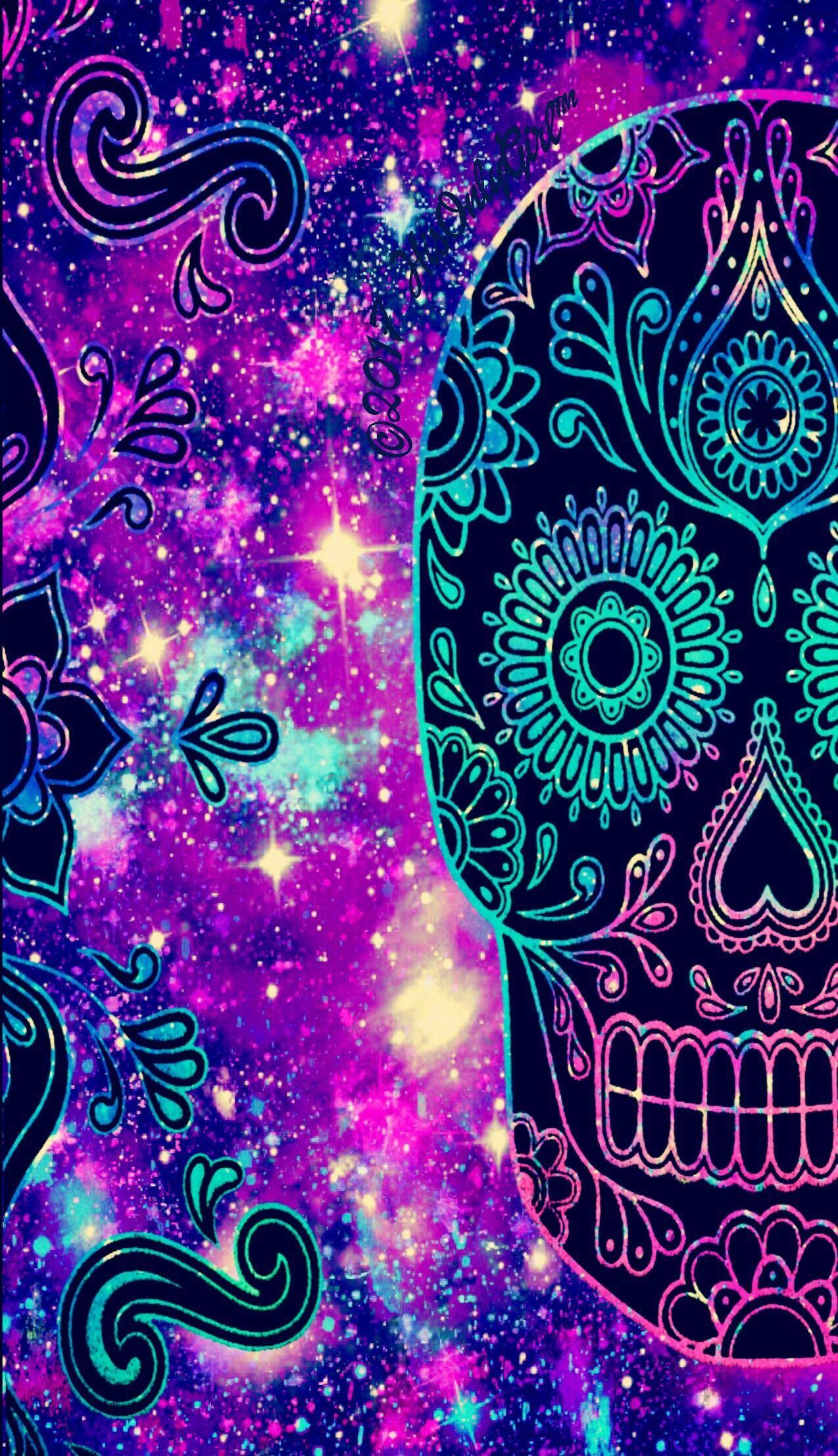 Colorful Tribal galaxy skull wallpaper I created for the app CocoPPa