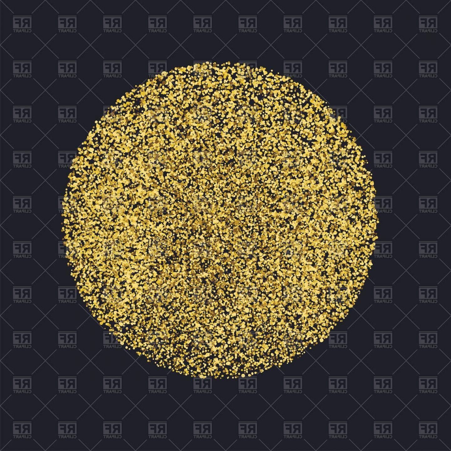 Circle With Gold Glitter Particles On Black Background Vector