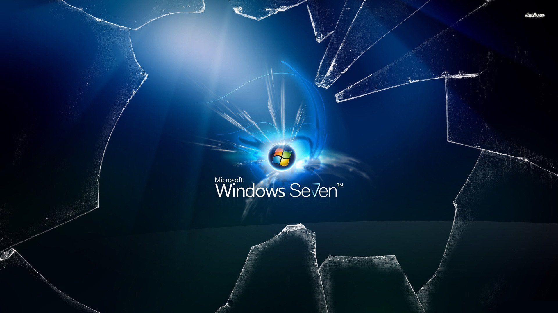 Windows 7 Logo Behind Broken Screen