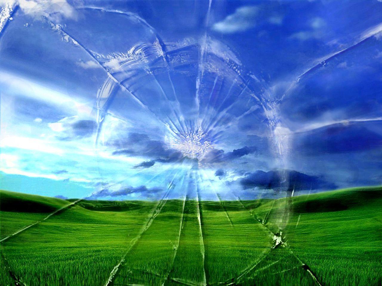 10335) Windows 7 Broken Screen Desktop HD Wallpaper