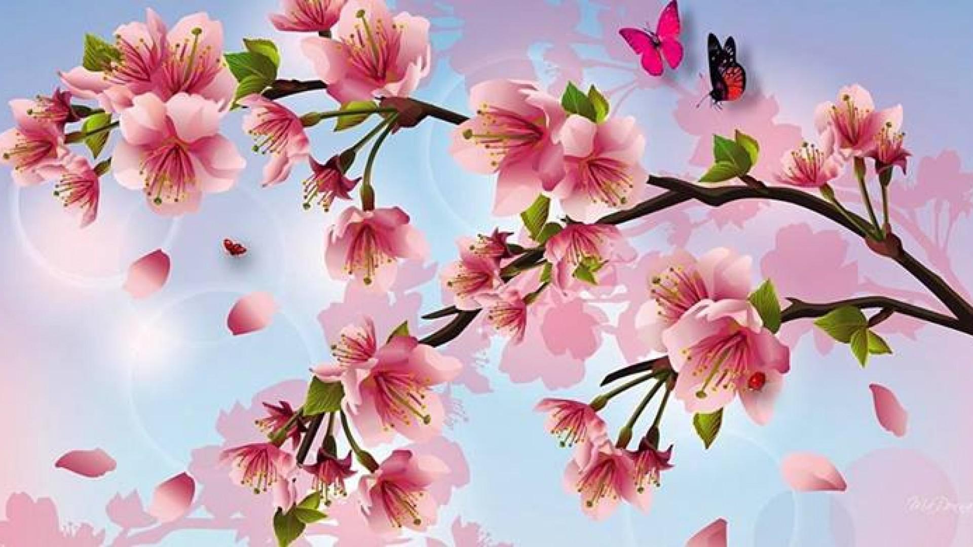Cherry Blossom Painting HD Wallpaper, Background Image