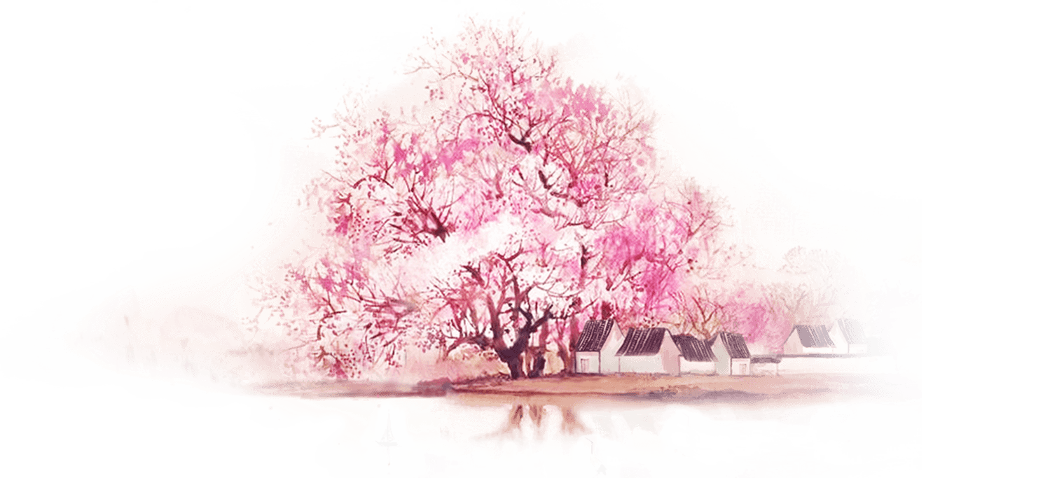 Chinoiserie Pink Watercolor painting Wallpaper painted