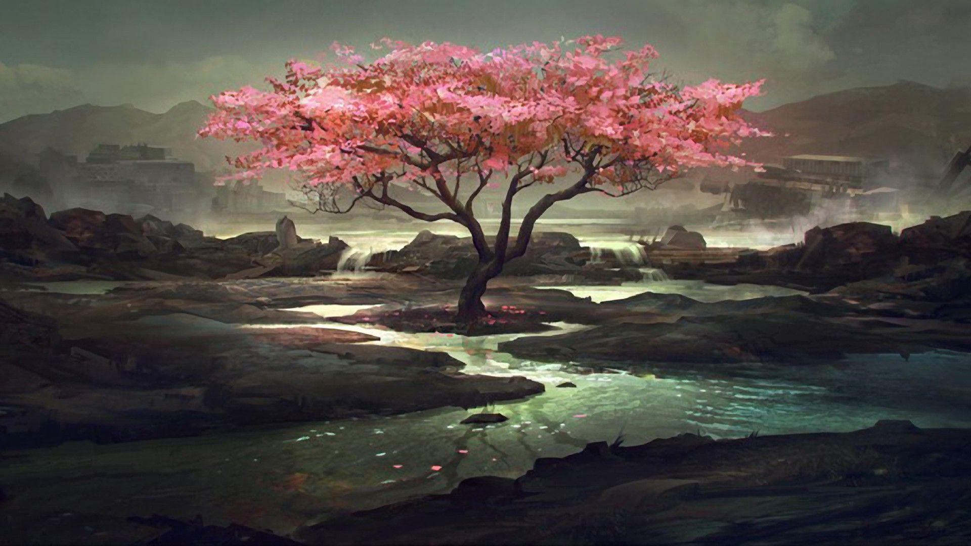 Pink Tree Wallpaper. art I love and so should you