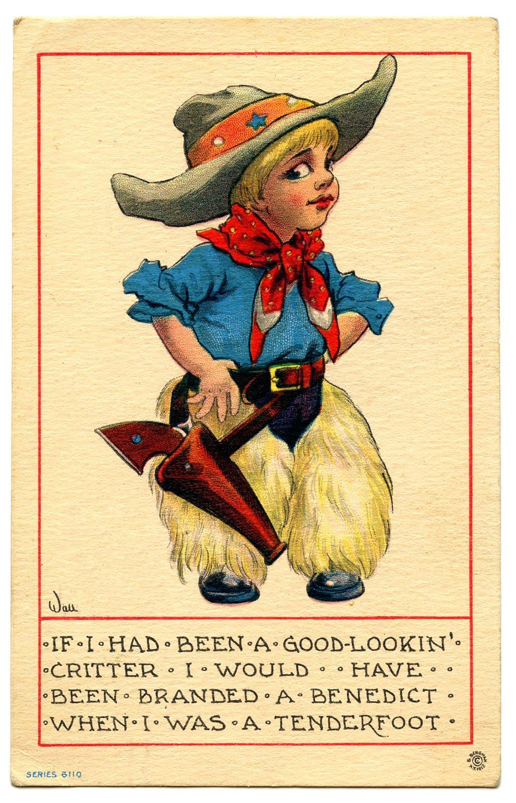 Vintage Clip Art LIttle Cowboy Graphics Fairy