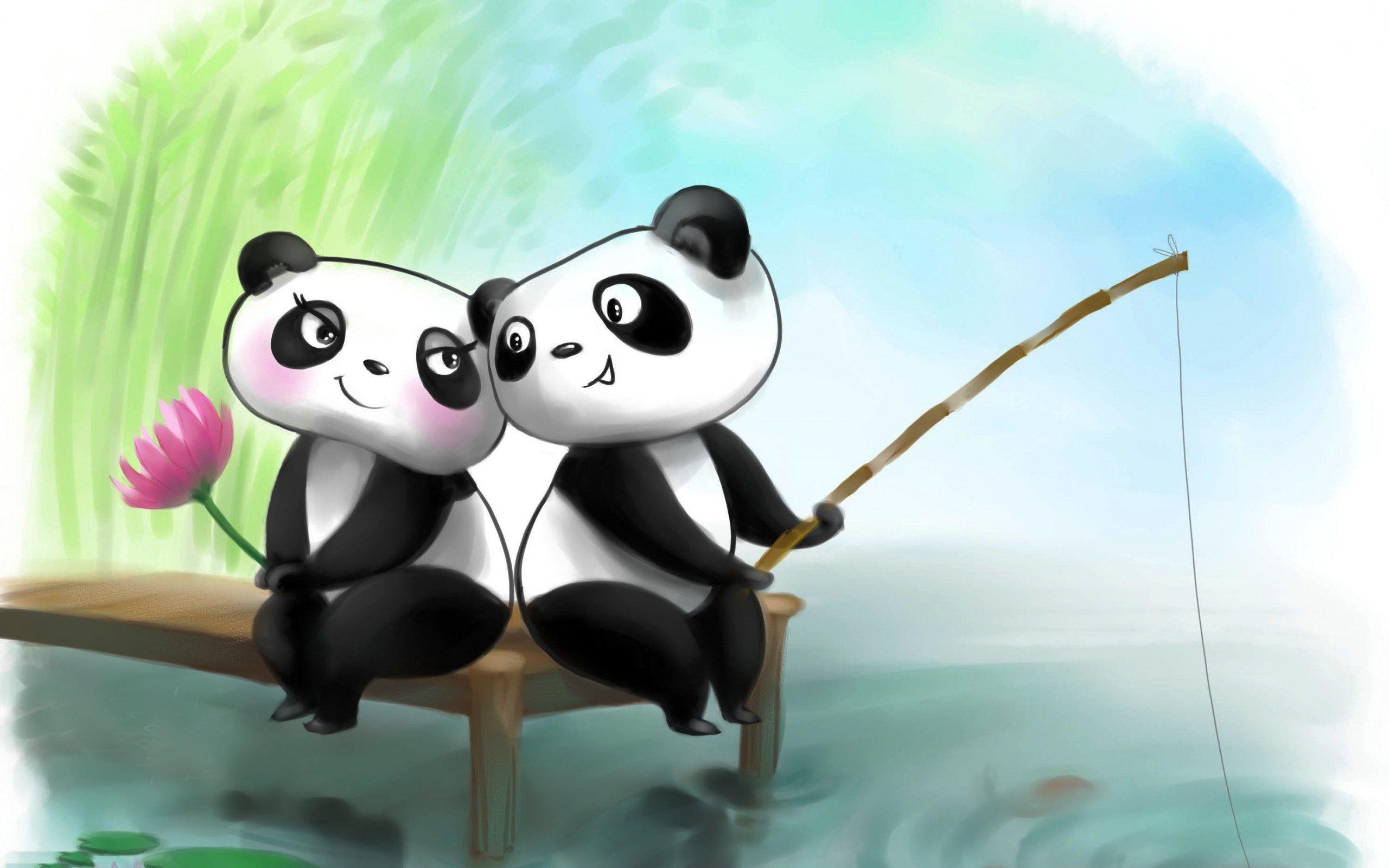 Romantic panda couple HD wallpaper HD Romantic panda