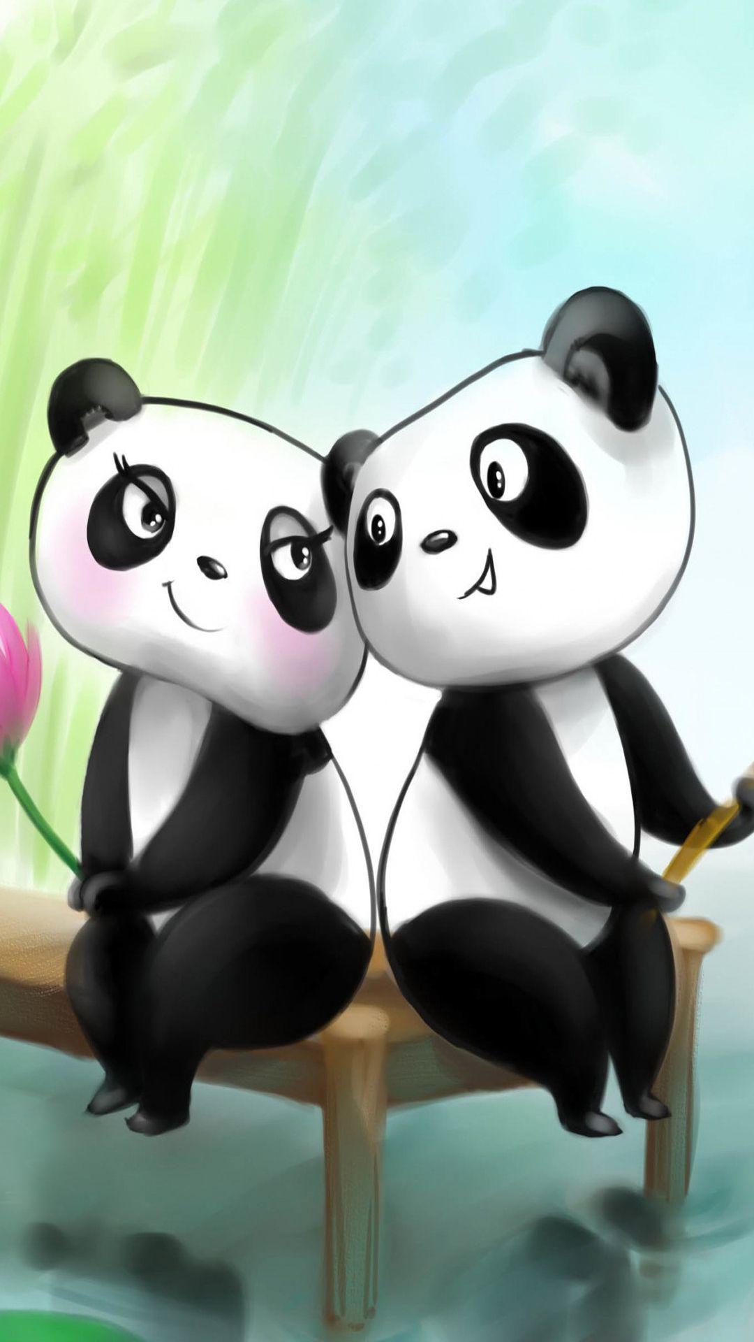 Funny Panda Couple Anime Wallpaper