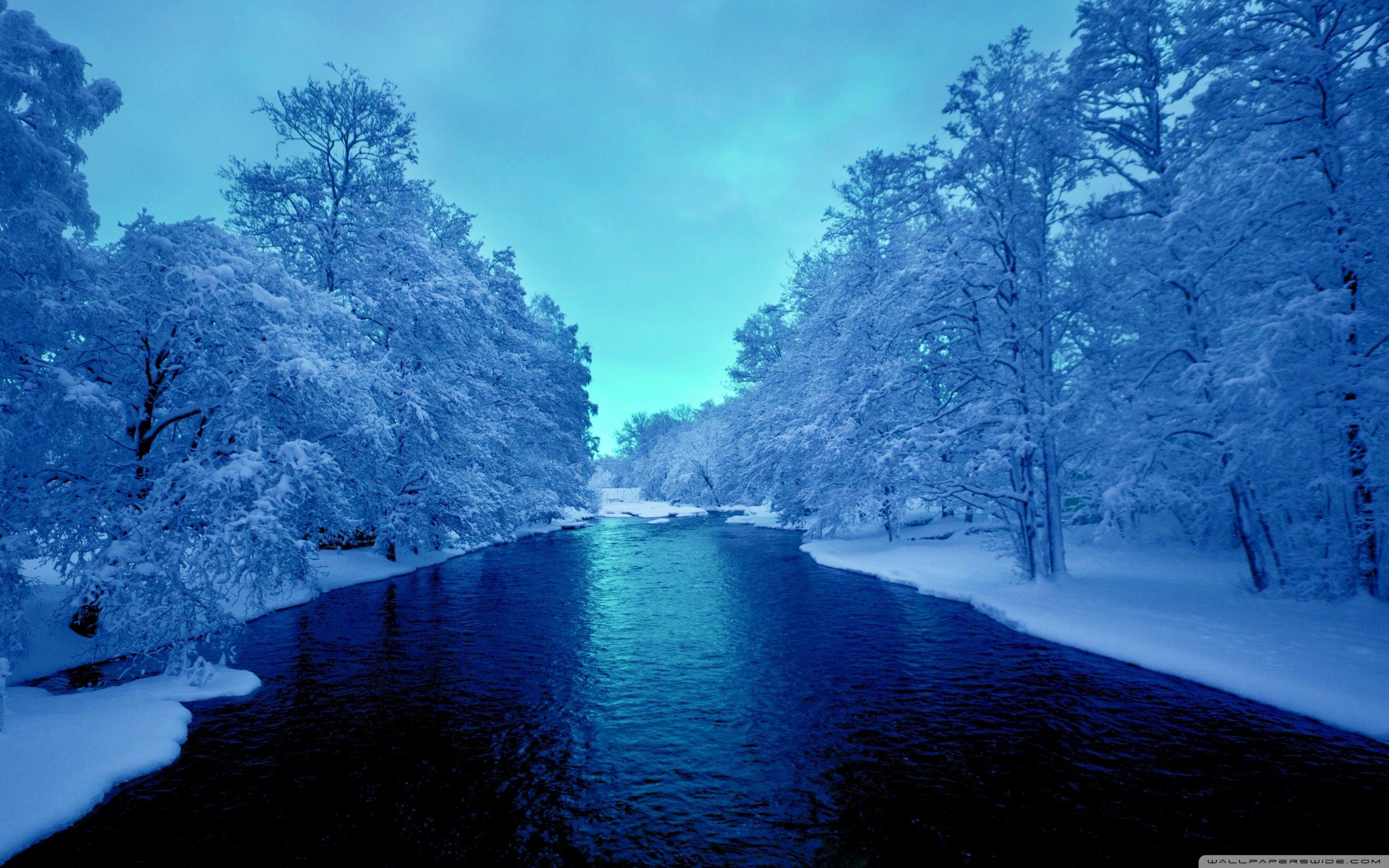 Cold Blue Winter River ❤ 4K HD Desktop Wallpaper for 4K Ultra HD TV