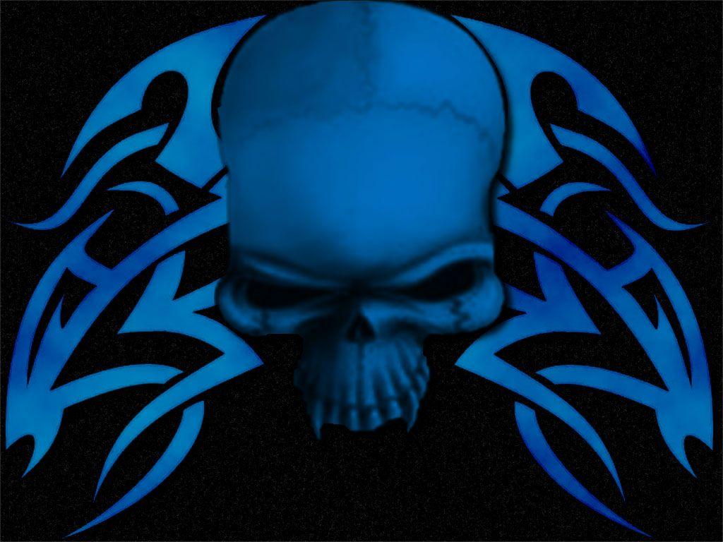 Tribal Skull in Blue