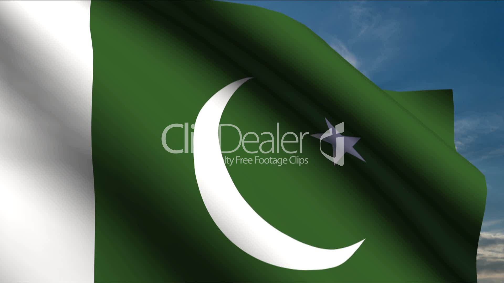 Pakistan Flag waving in wind with clouds in background HD Wallpaper