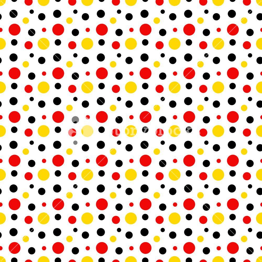 Mickey Mouse Pattern Of Red, Black And Yellow Polka Dots On A White