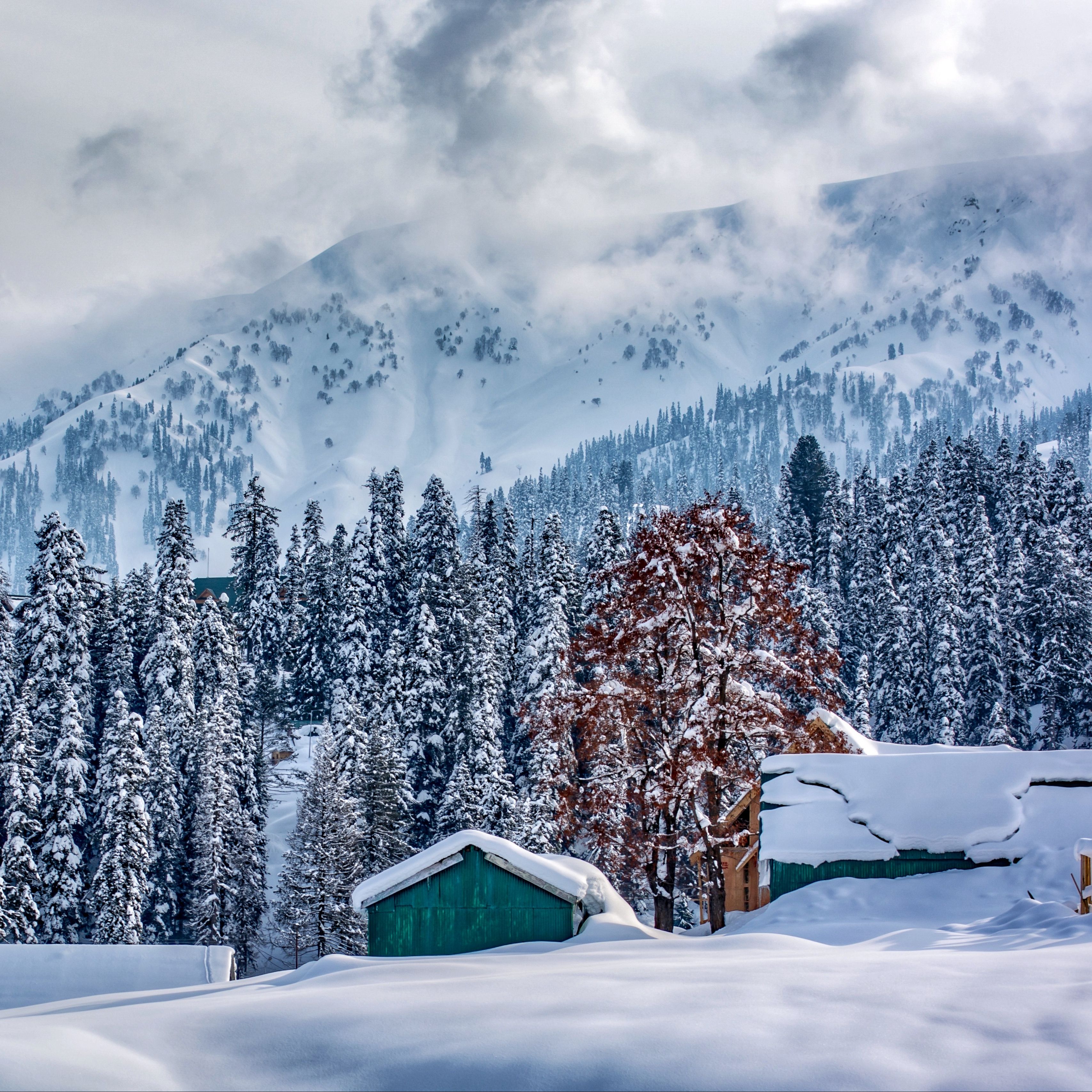 Download wallpaper 3415x3415 himalayas, kashmir, mountains, winter