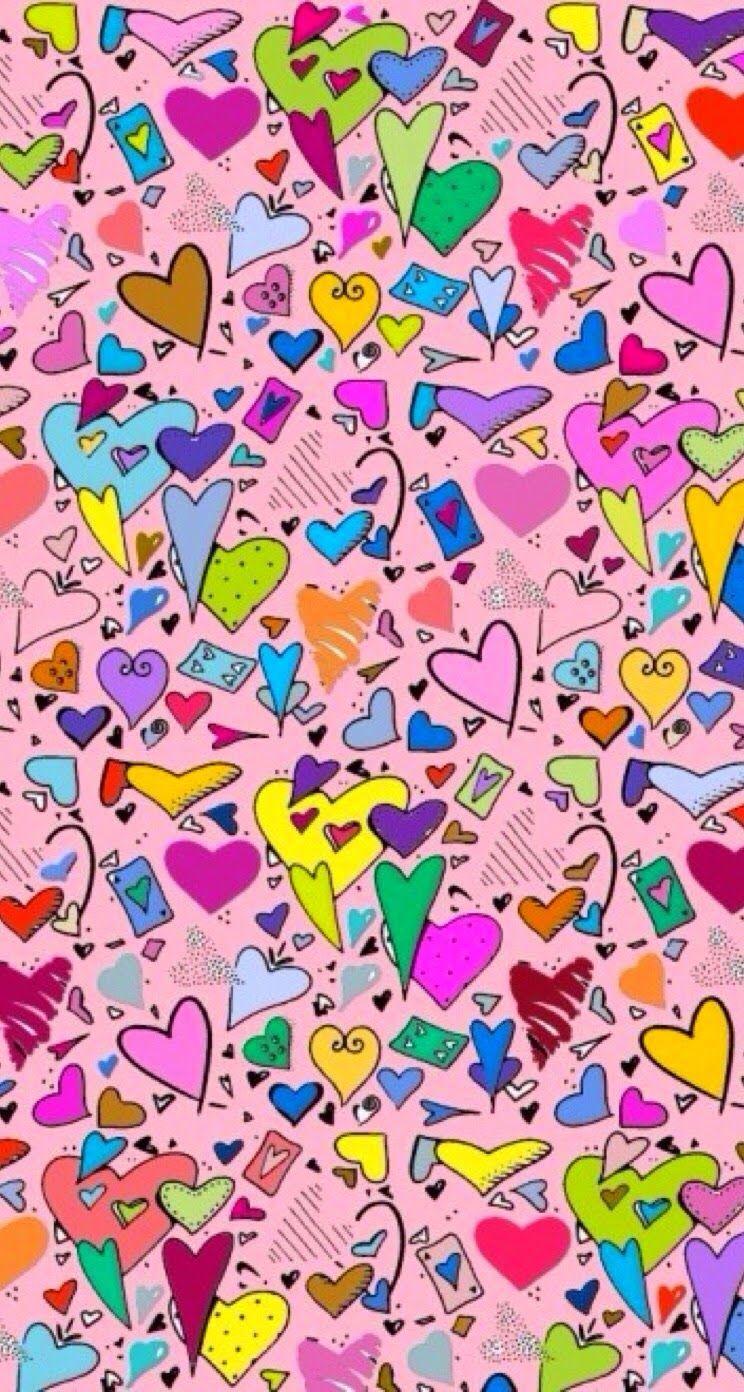 Cute colorful hearts #Wallpaper #iphone. phone wallpaper