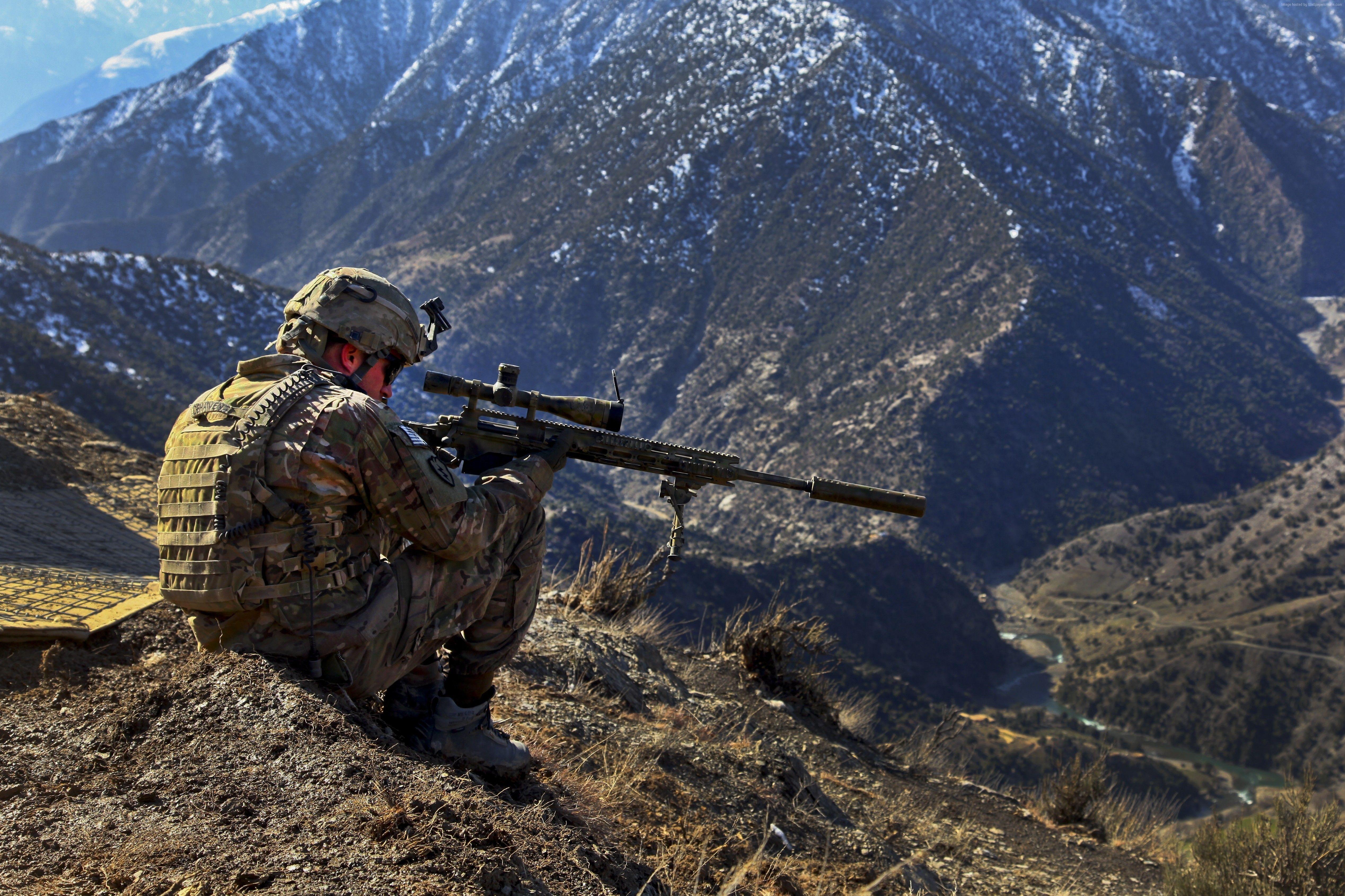Wallpaper Barrett, sniper, soldier, m82, rifle, army, mountain, camo