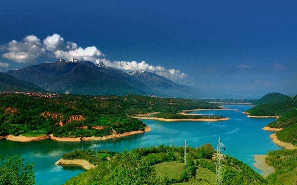 nature, Landscape, Lake, Mountain, Emerald, Water, Clouds, Grass