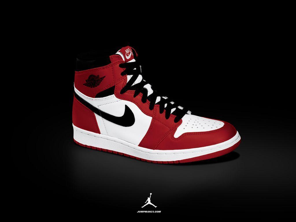 Air Jordan 1 (I) Black Red Wallpaper. Original Air Jordans